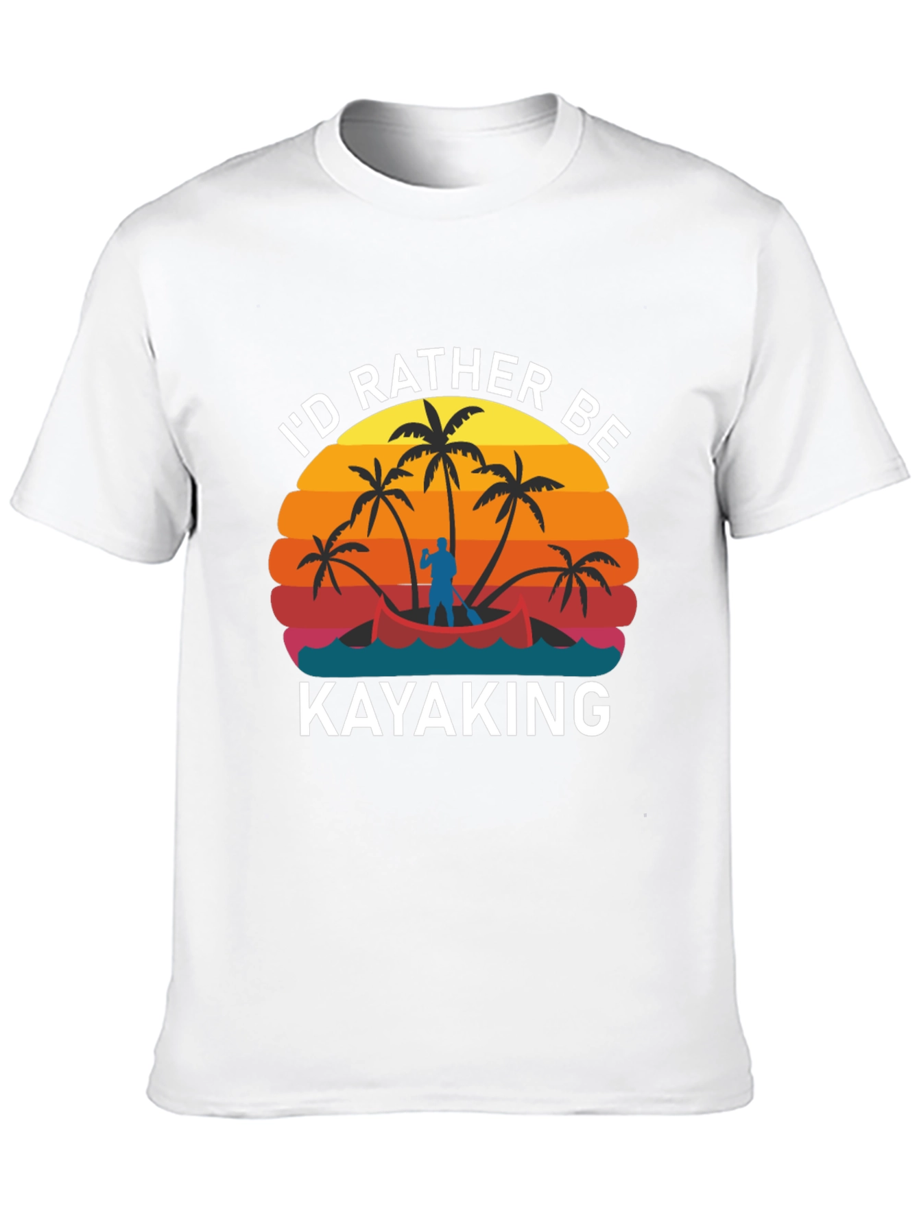 Black Retro Kayaking T-Shirt - I'd Rather Be Kayaking view 10
