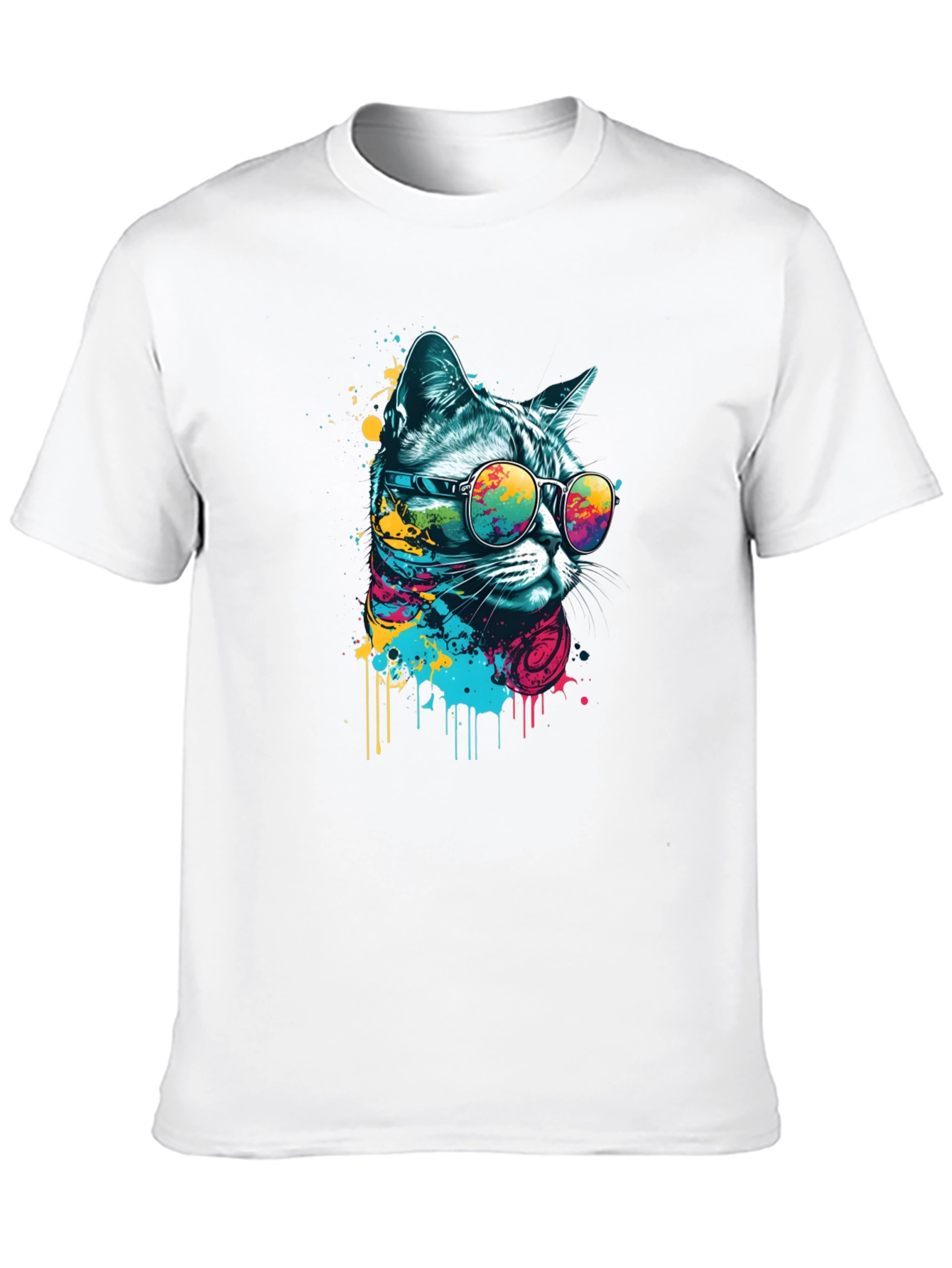 Black Cool Cat T-Shirt - Graphic Print Tee view 10