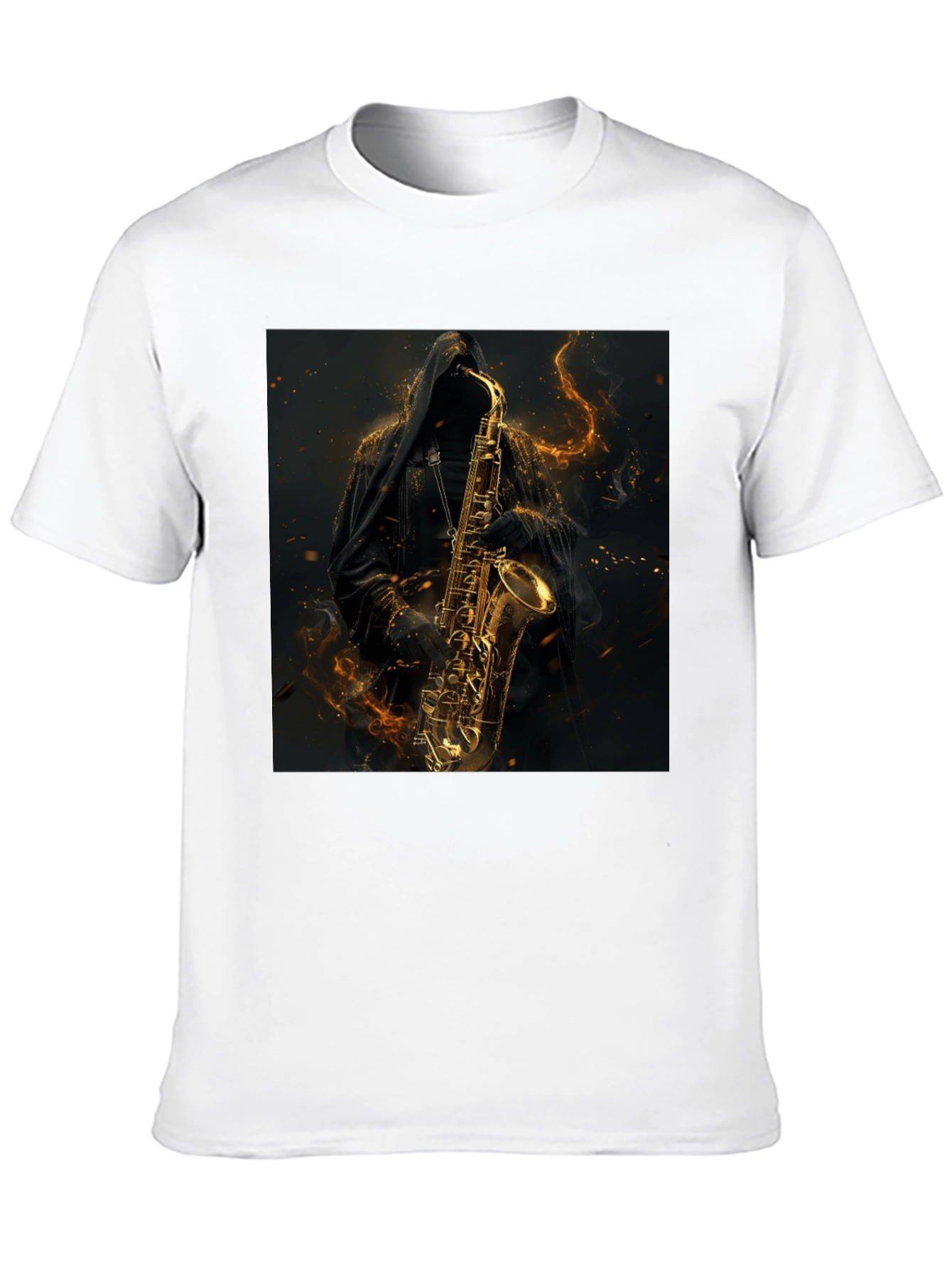Black Saxophone Reaper Graphic Black T-Shirt view 10