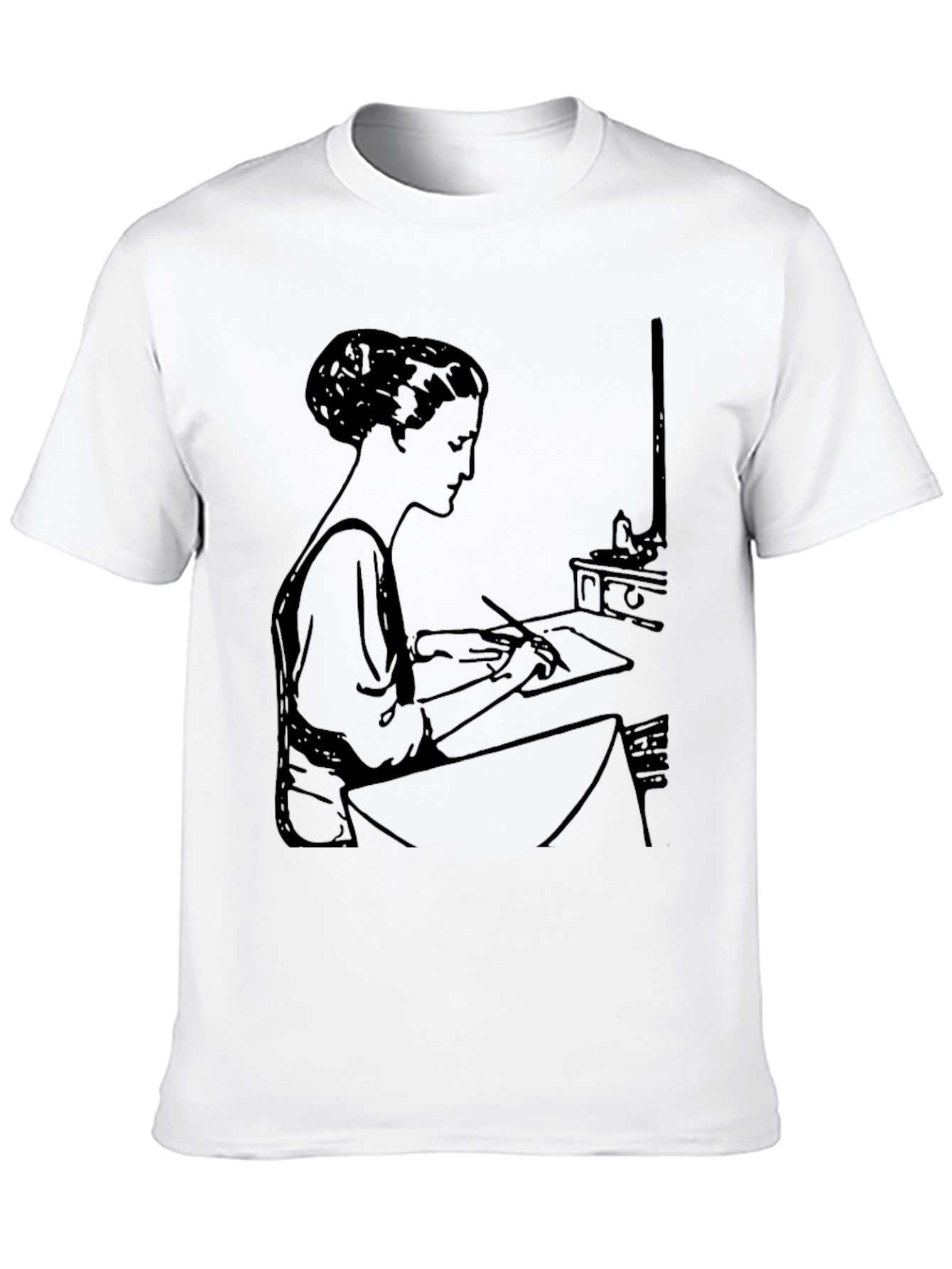 Black Woman Writing Black T-Shirt view 10