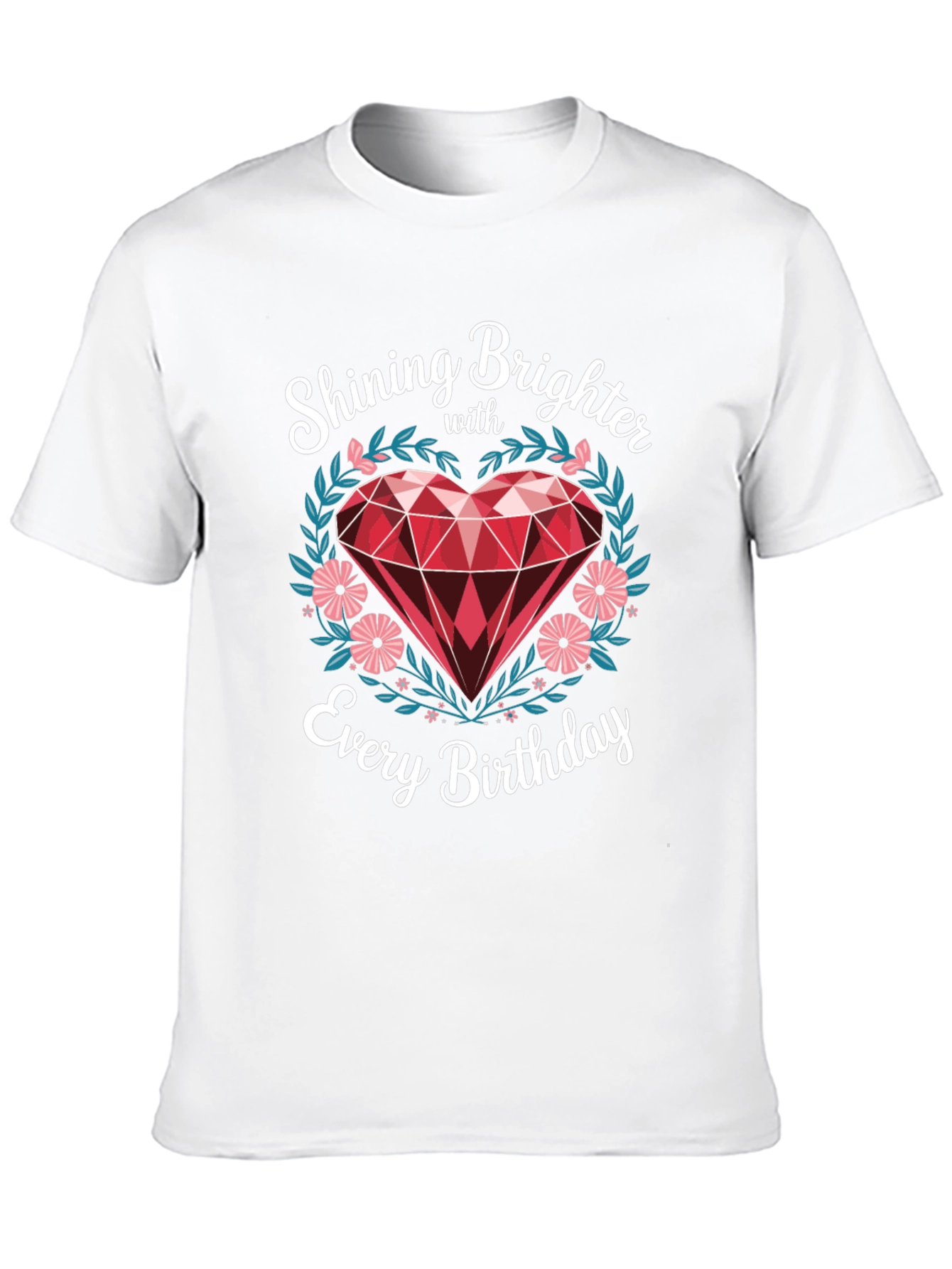 Black Shining Brighter Birthday T-Shirt - Heart Gem Design view 10