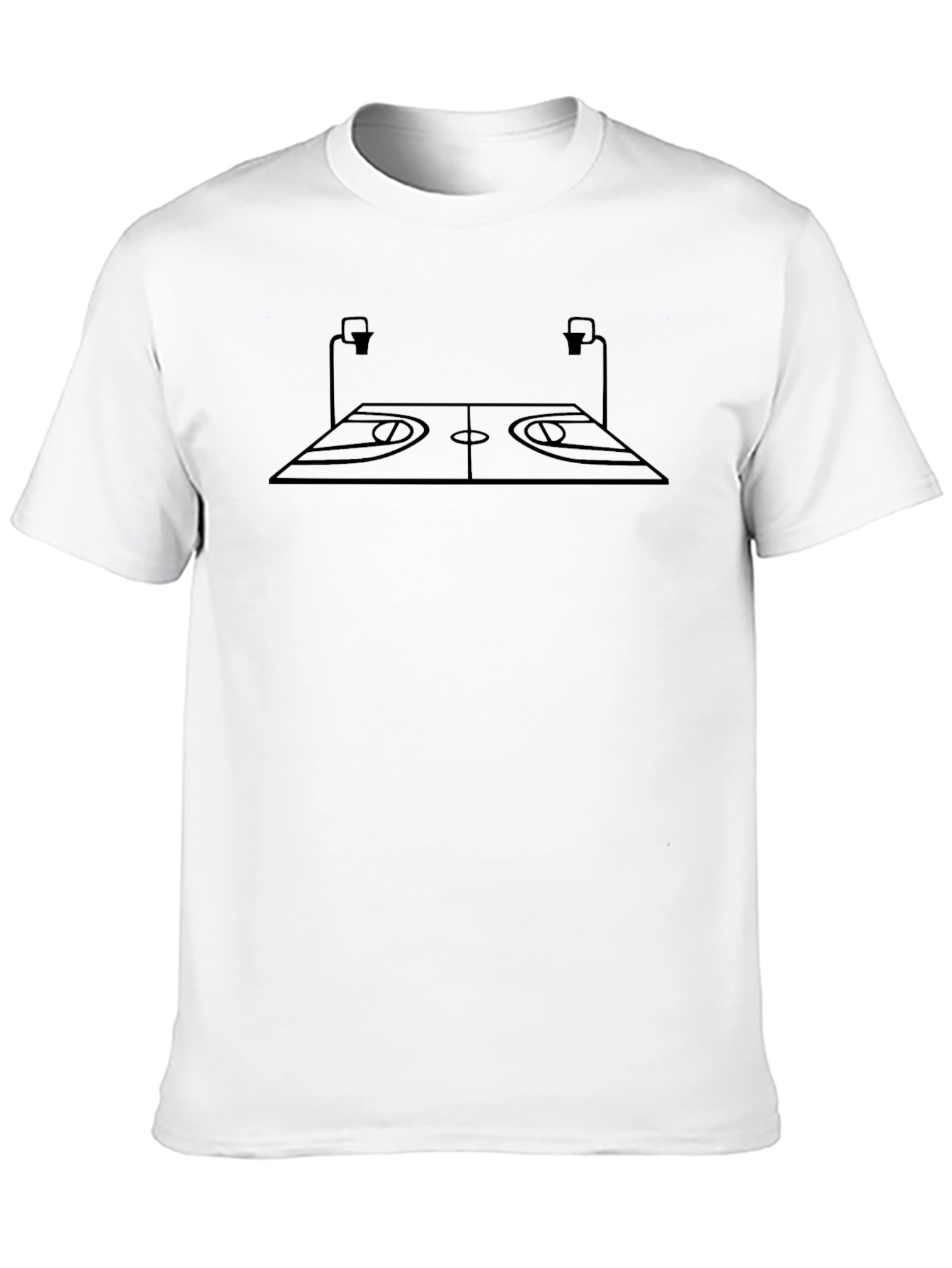 Black Basketball Court Graphic Tee - Black Cotton T-Shirt view 10