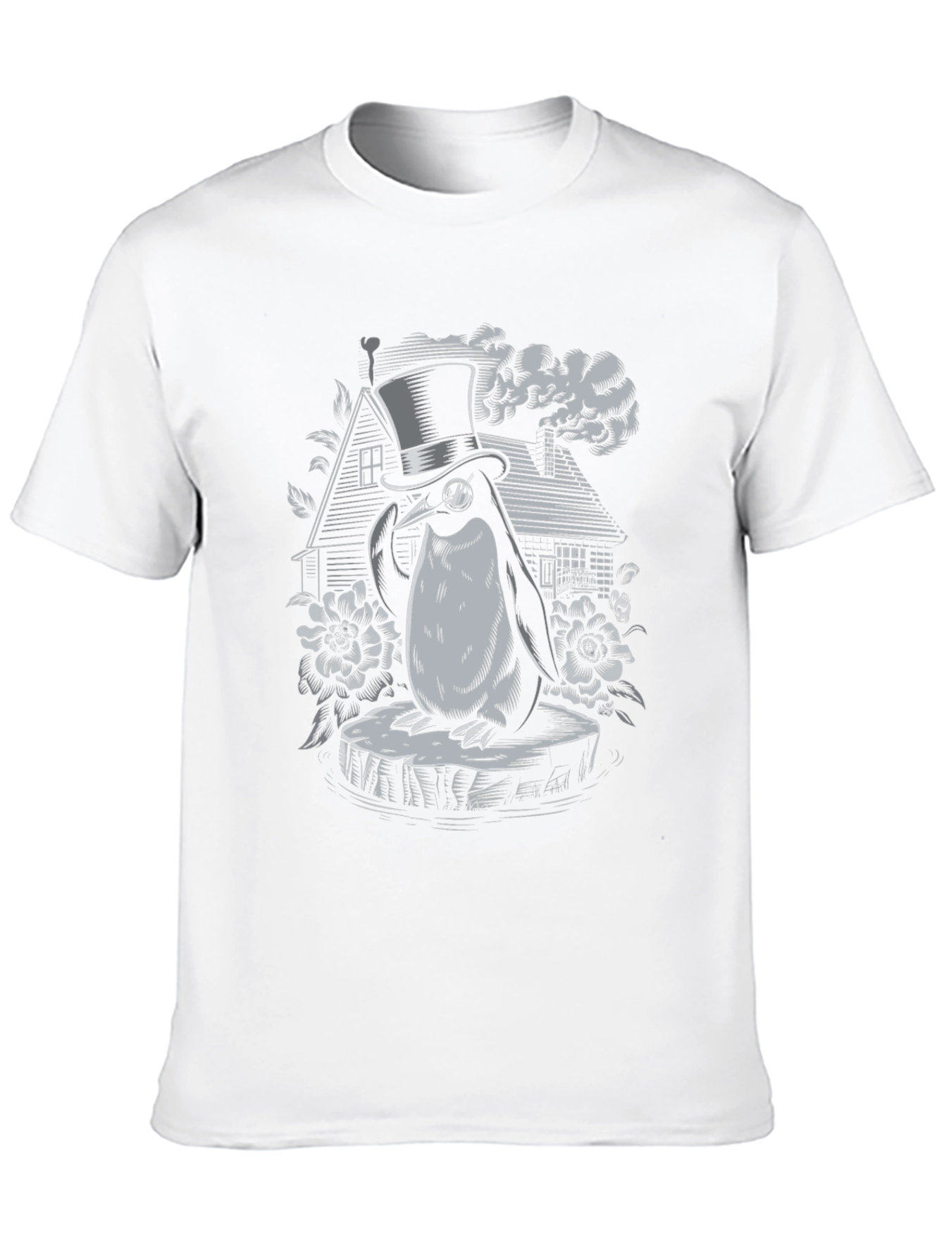 Black Penguin Top Hat Graphic Tee - Unique Design view 10