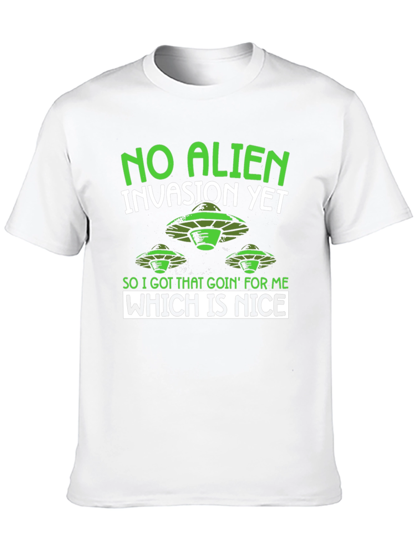 Black No Alien Invasion Humor Graphic T-Shirt view 10