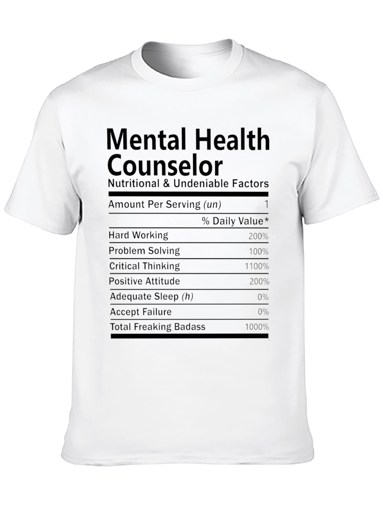 Black Mental Health Counselor T-Shirt - Nutritional Facts Funny Tee view 10