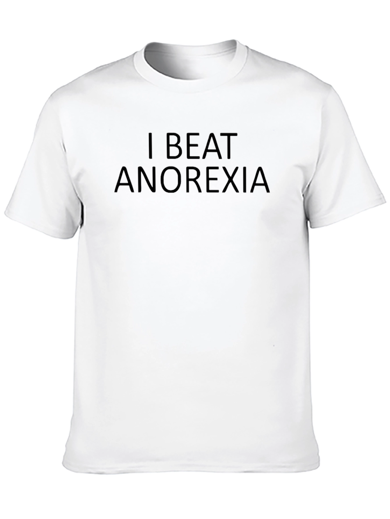 Black I Beat Anorexia T-Shirt - Black Crew Neck view 10