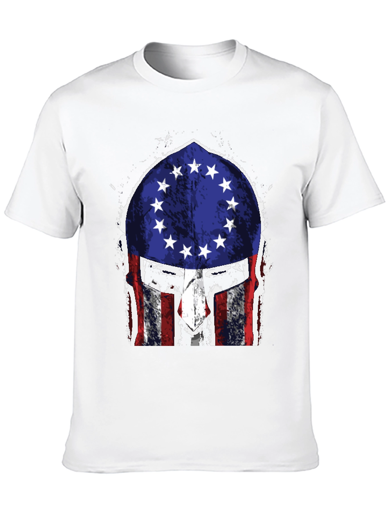 Black American Flag Spartan Helmet T-Shirt view 10