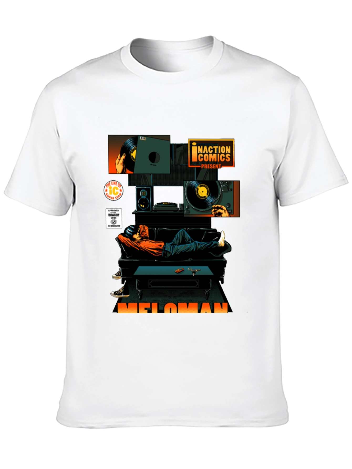 Black Meloman Graphic T-Shirt - Black Cotton Tee view 10