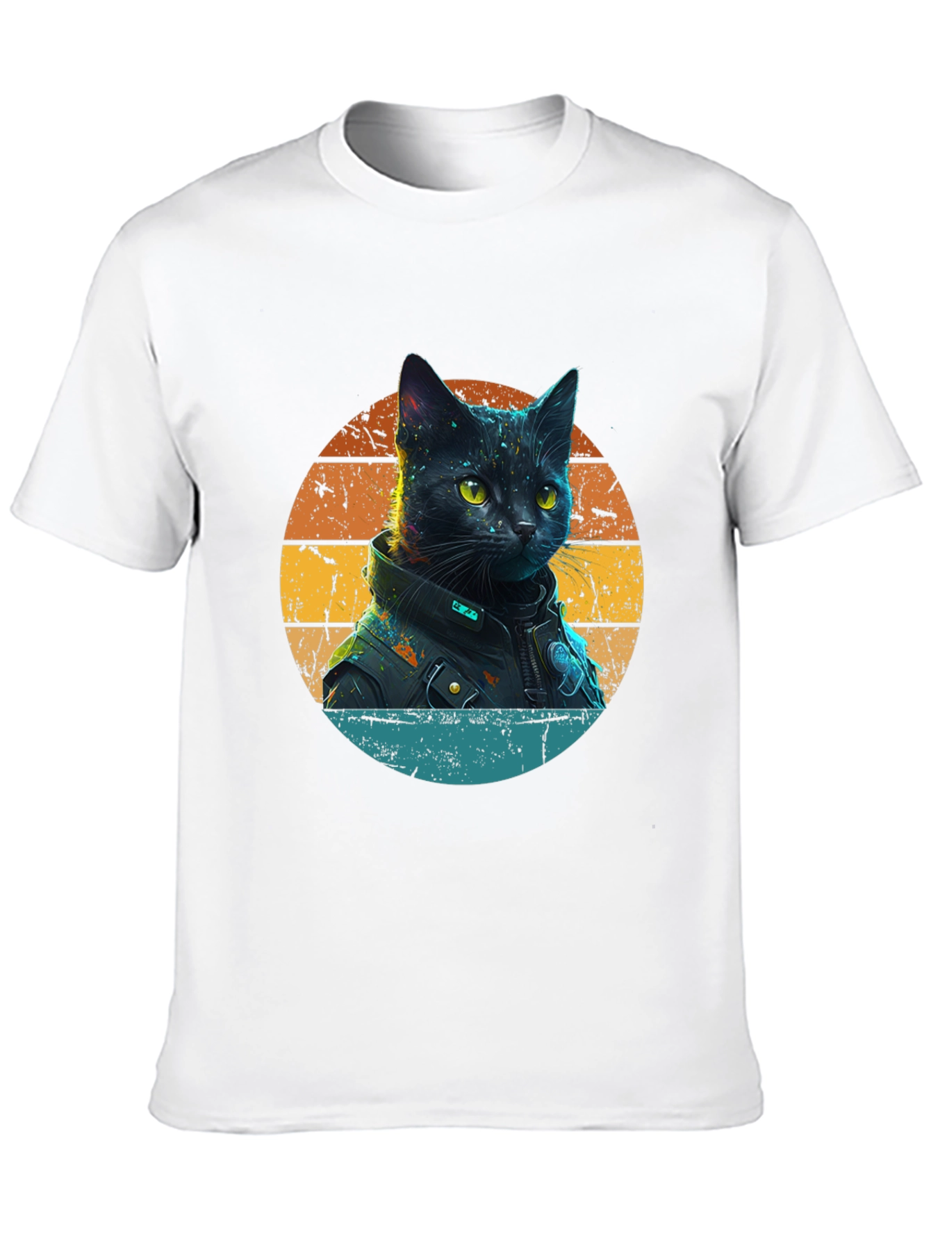 Black Cool Cat in Jacket T-Shirt view 10