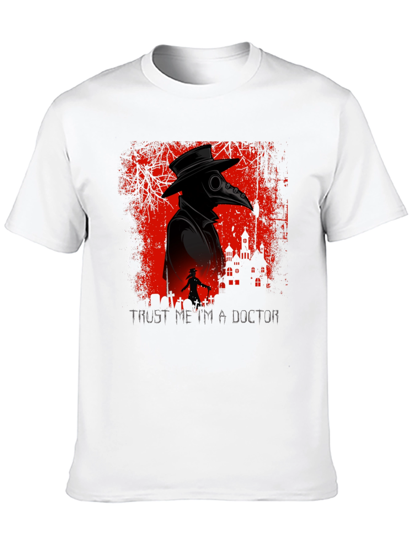Black Plague Doctor Graphic Tee - Trust Me I'm a Doctor T-Shirt view 10
