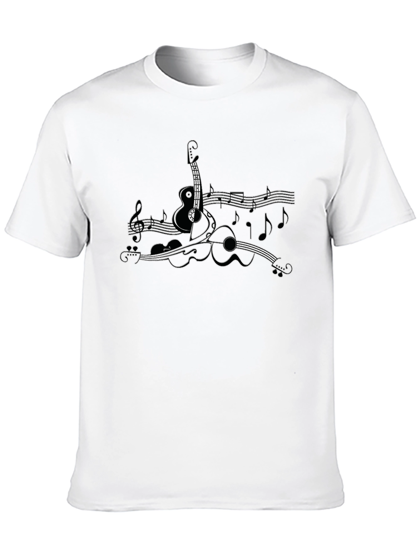 Black Musical Instruments Graphic Tee - Black Cotton Shirt view 10