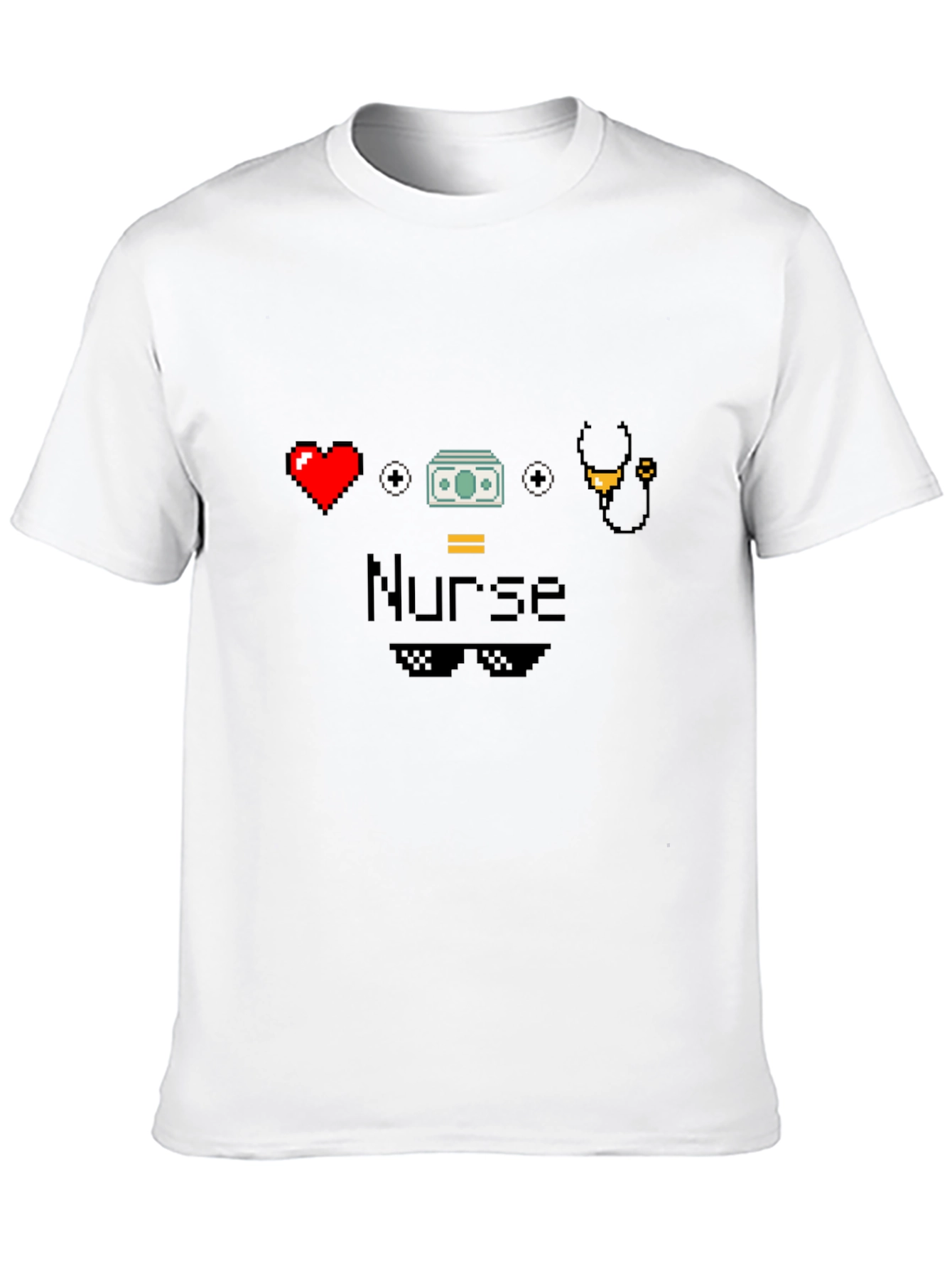 Black Nurse Pixel Art Black T-Shirt - Cool Nurse Tee view 10