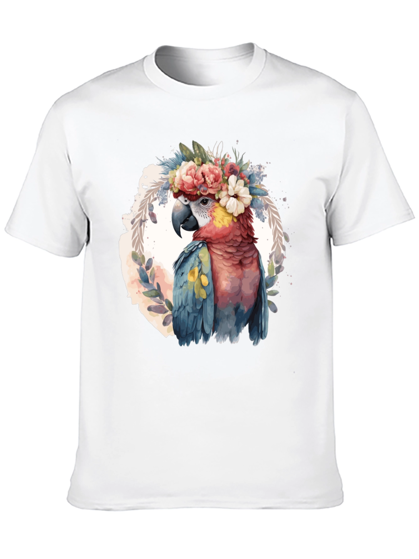 Black Parrot Floral Crown T-Shirt - Men's Black Tee view 10