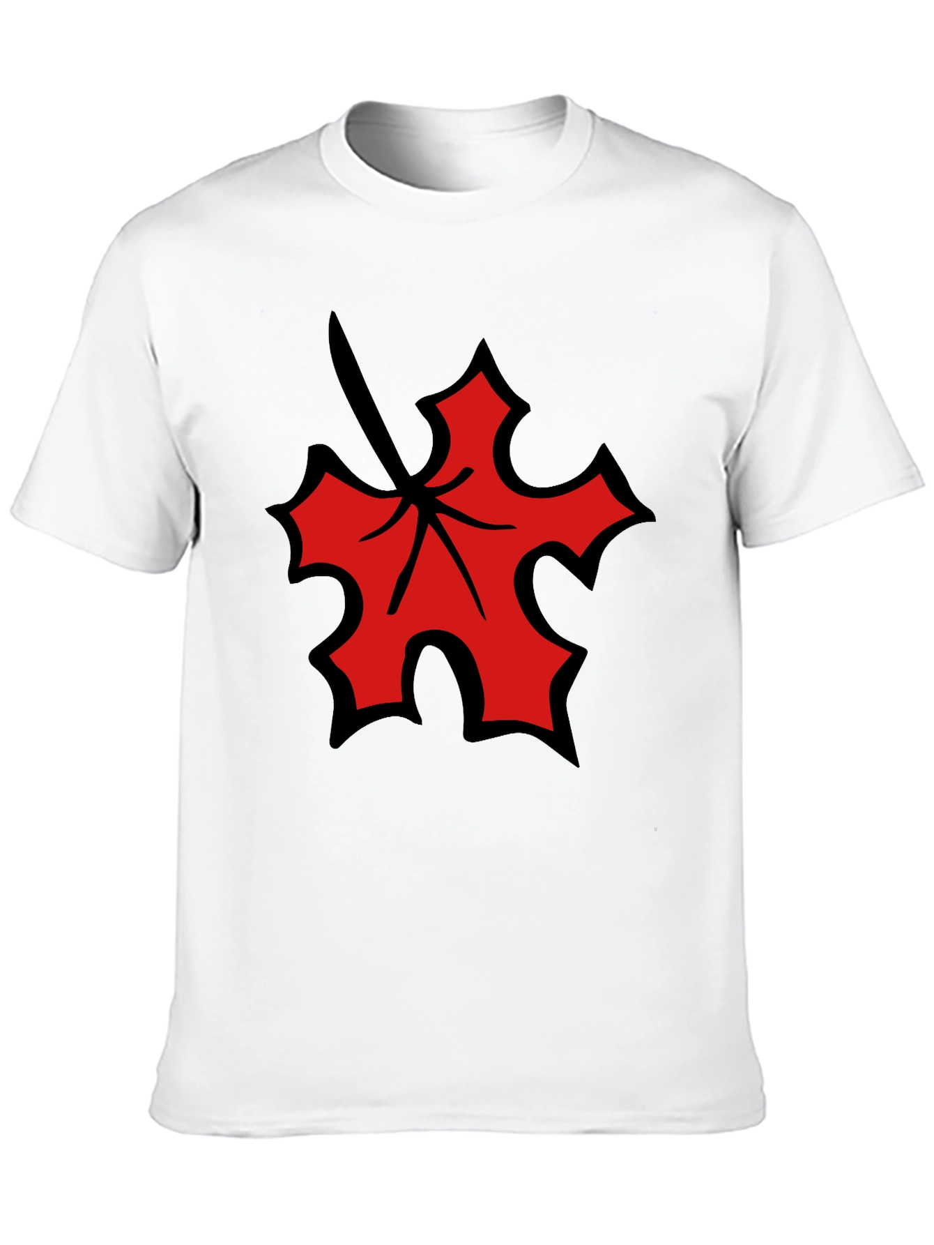 Black Red Leaf Graphic Black T-Shirt view 10