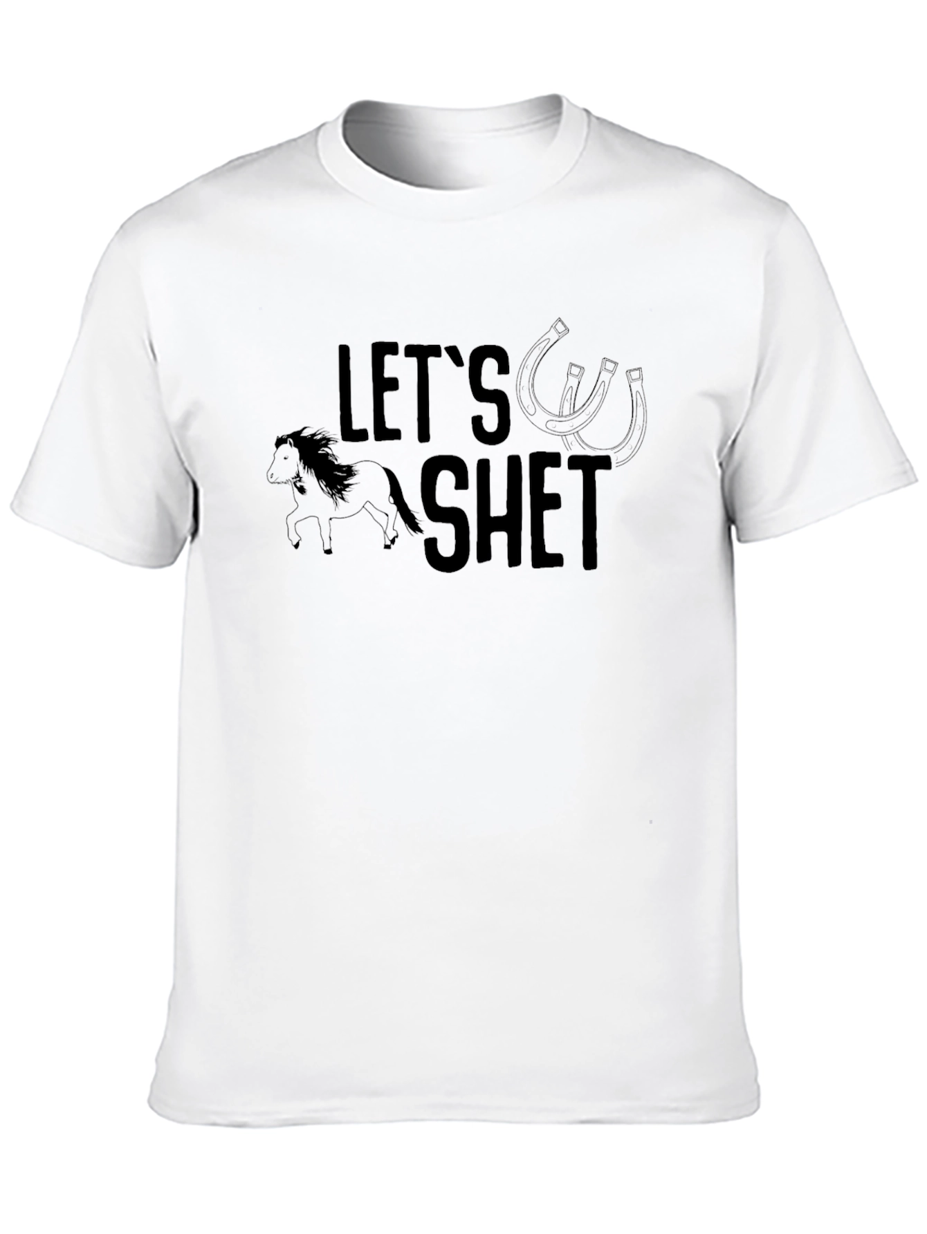 Black Let's SHET T-Shirt - Black Cotton Tee for Horse Lovers view 10