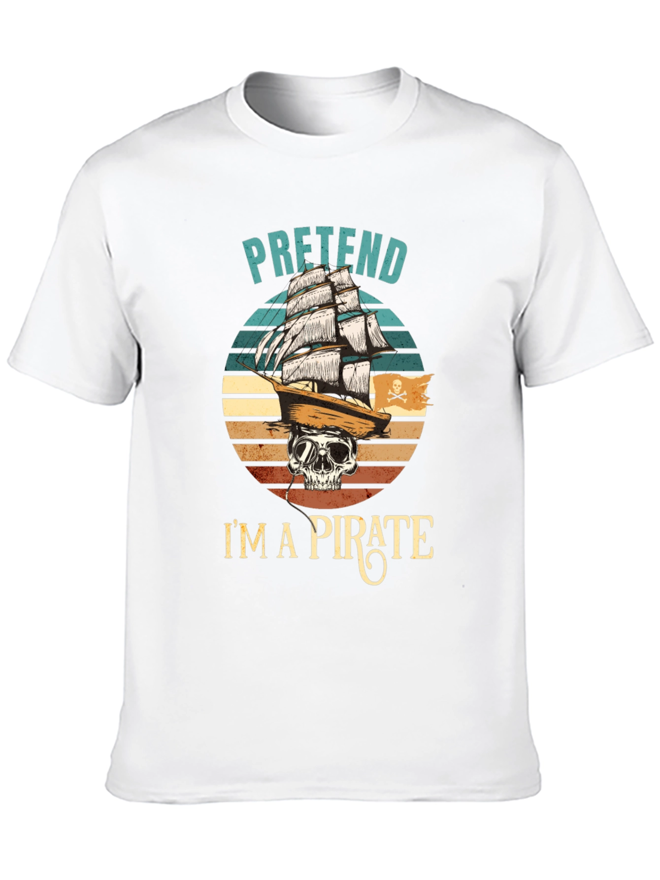Black Pretend I'm A Pirate T-Shirt - Skull & Ship Graphic Tee view 10