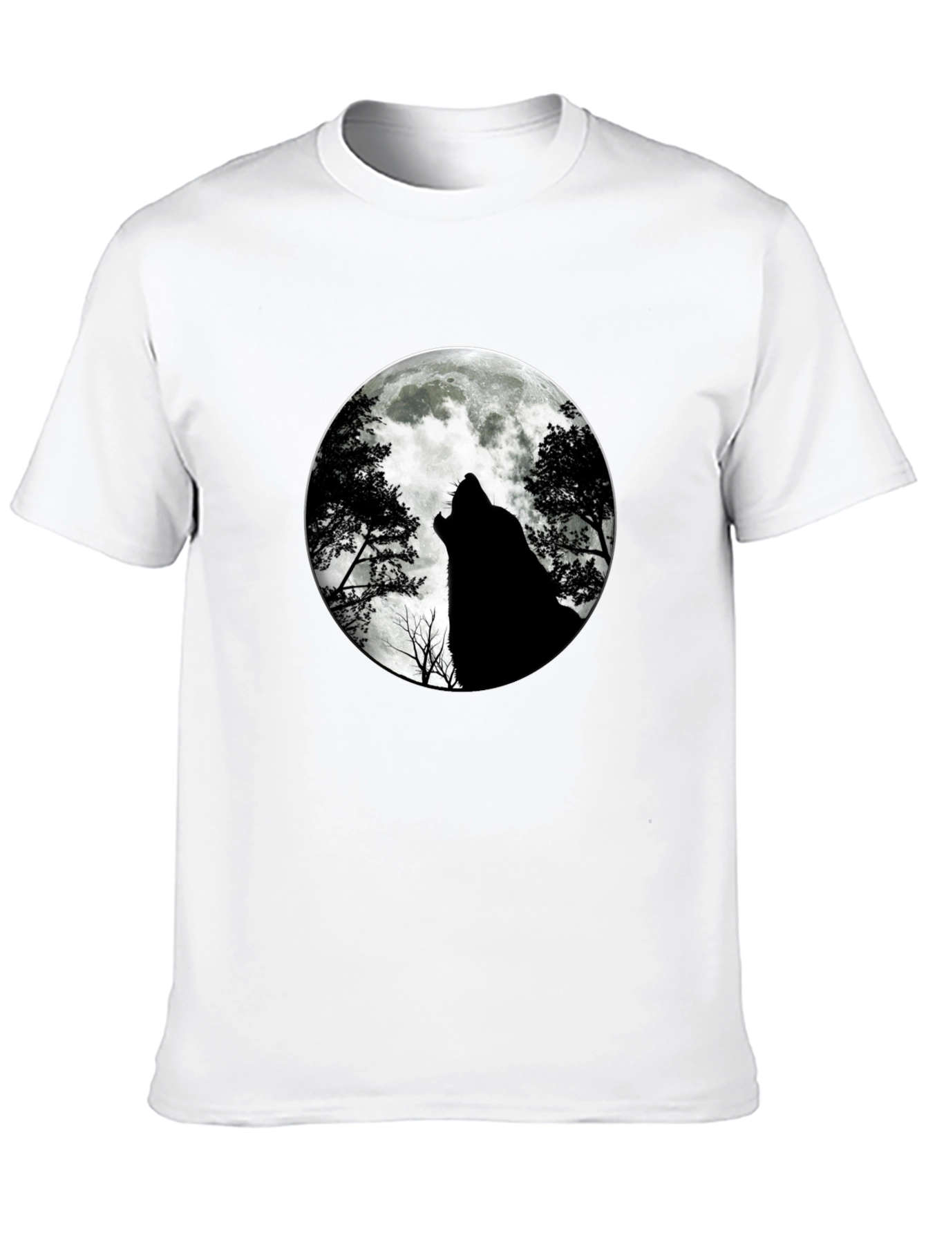 Black Wolf Moon Graphic Tee - Black Cotton T-Shirt view 10