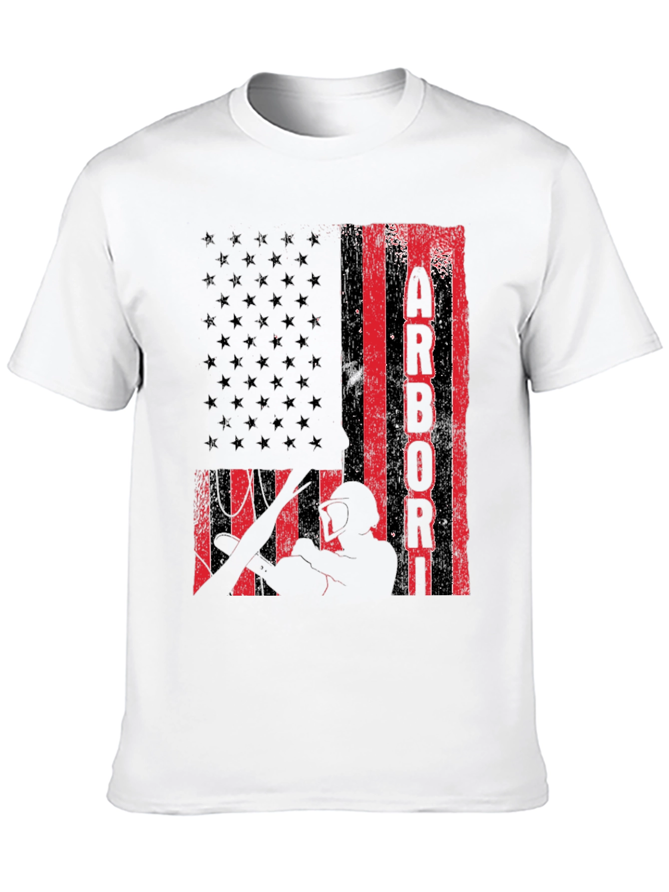 Black American Arborist Flag T-Shirt view 10