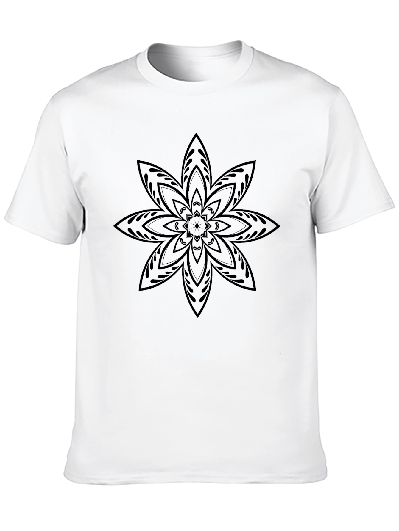Black Black Mandala Print Crew Neck T-Shirt view 10