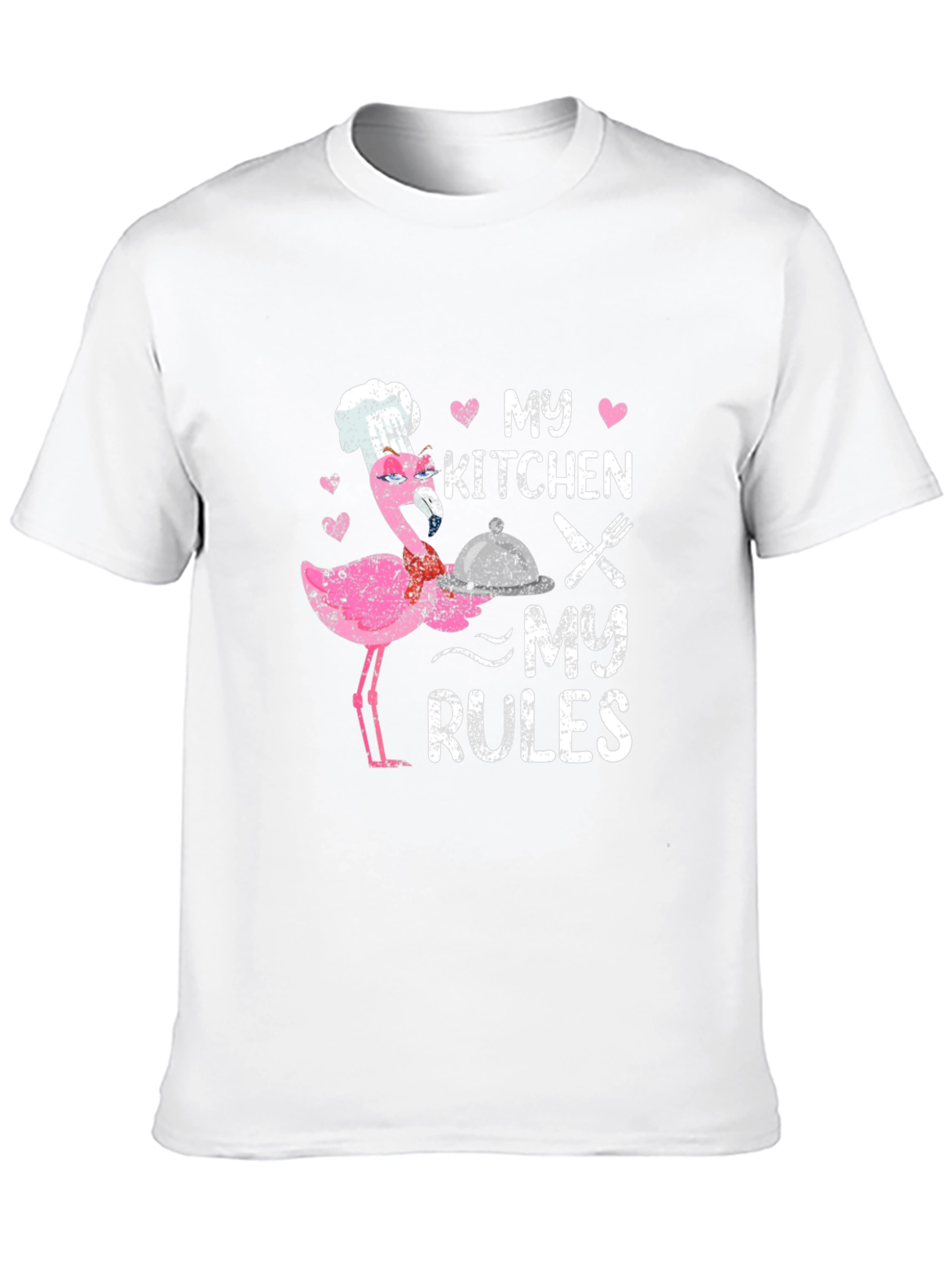 Black My Kitchen My Rules Flamingo Chef T-Shirt view 10