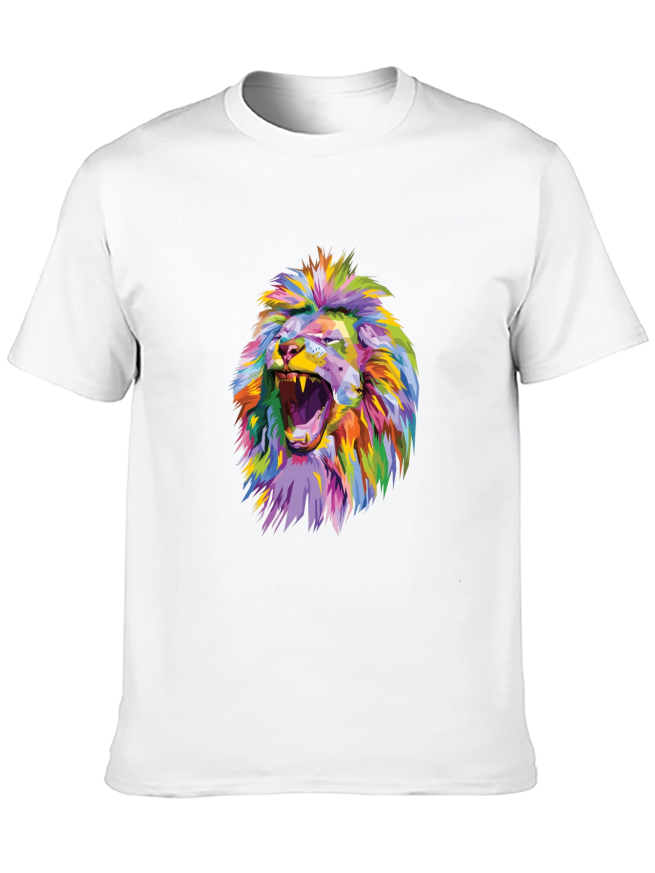 Black Colorful Lion Graphic Print Black T-Shirt view 10