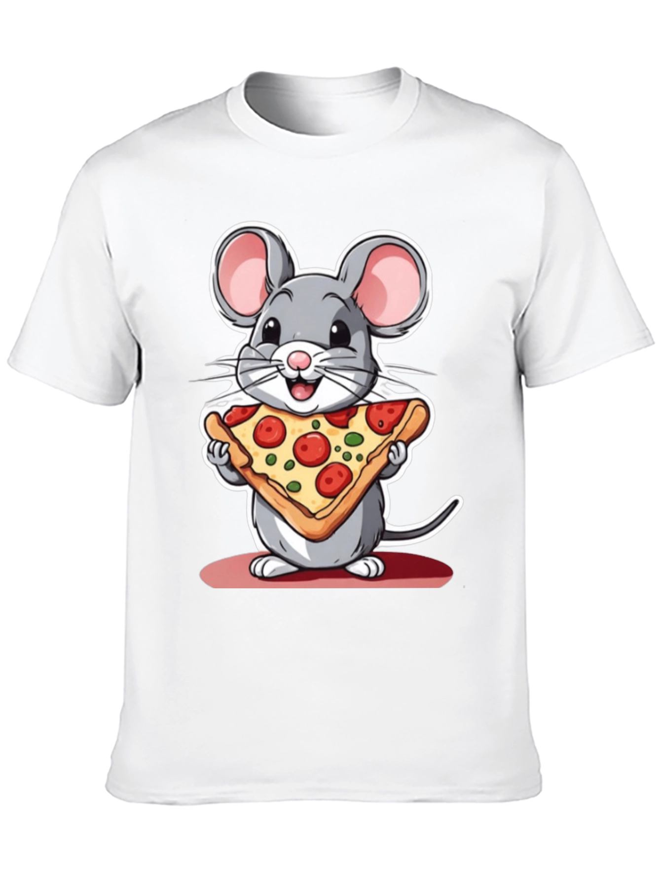 Black Cartoon Mouse Pizza Graphic Tee view 10