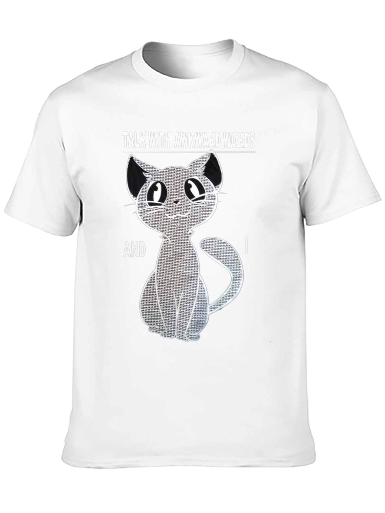 Black Awkward Words Cat T-Shirt - Black Cotton Blend Graphic Tee view 10