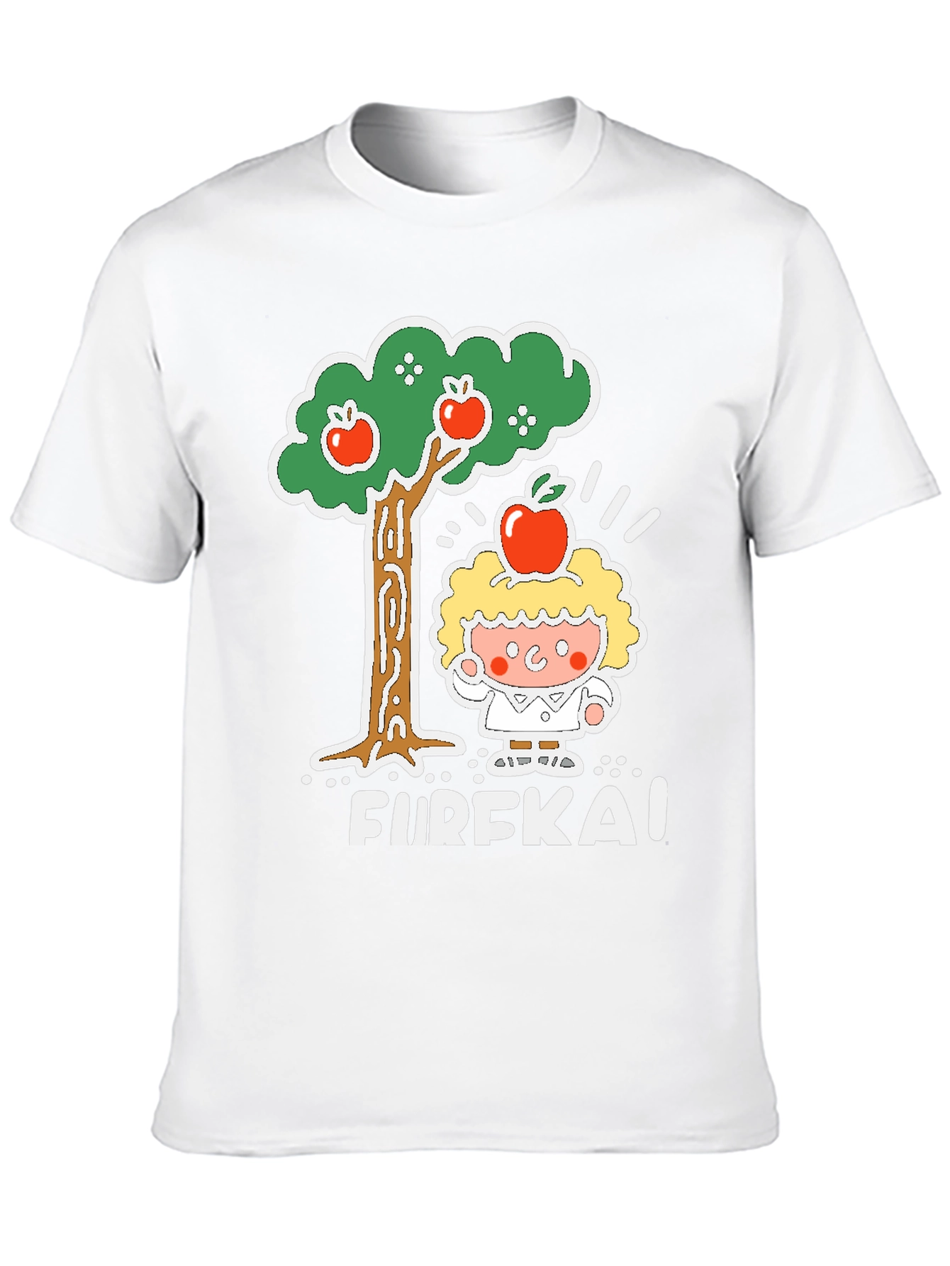Black Eureka Apple Cartoon Graphic Black T-Shirt view 10