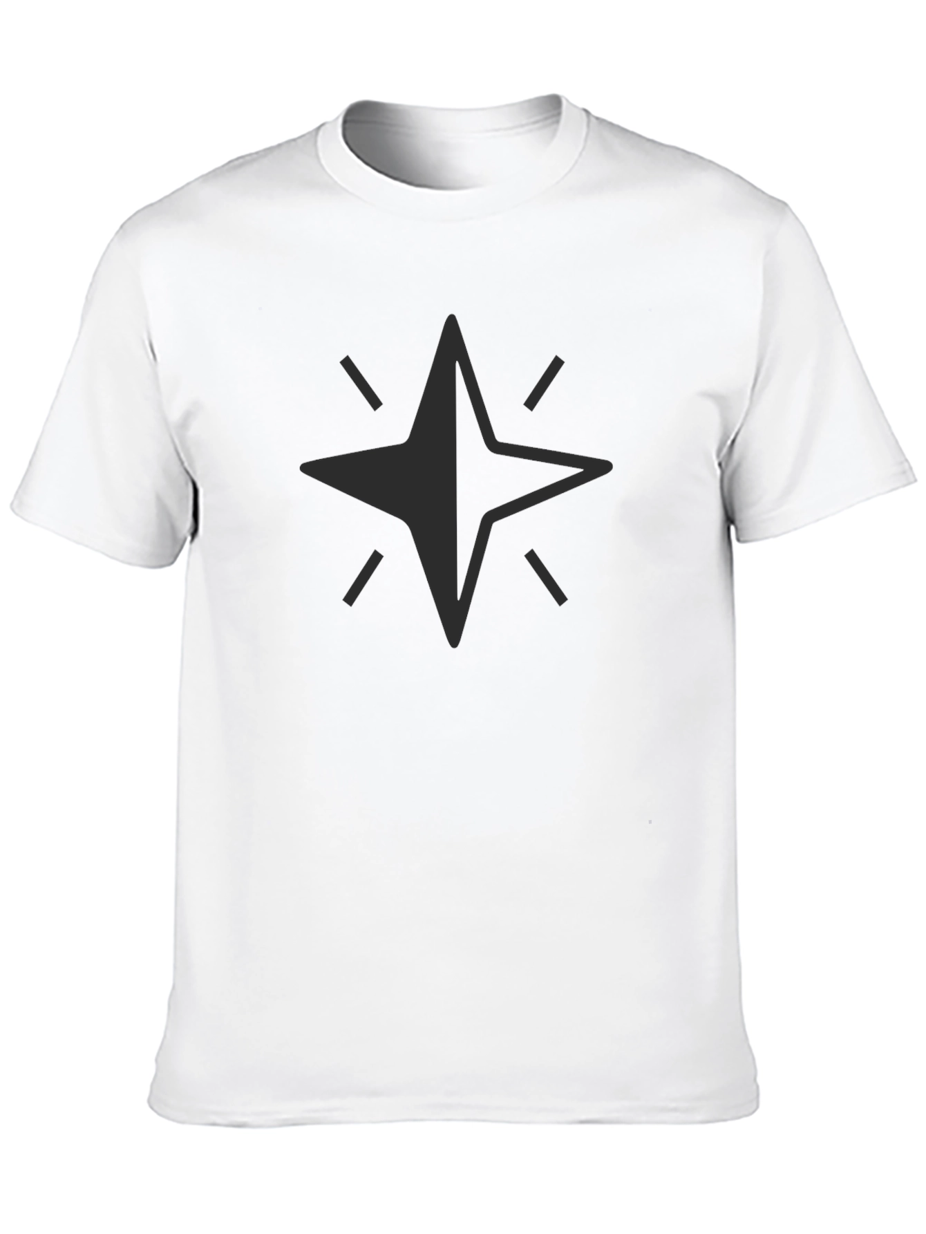 Black Men's Black T-Shirt with Star Graphic view 10