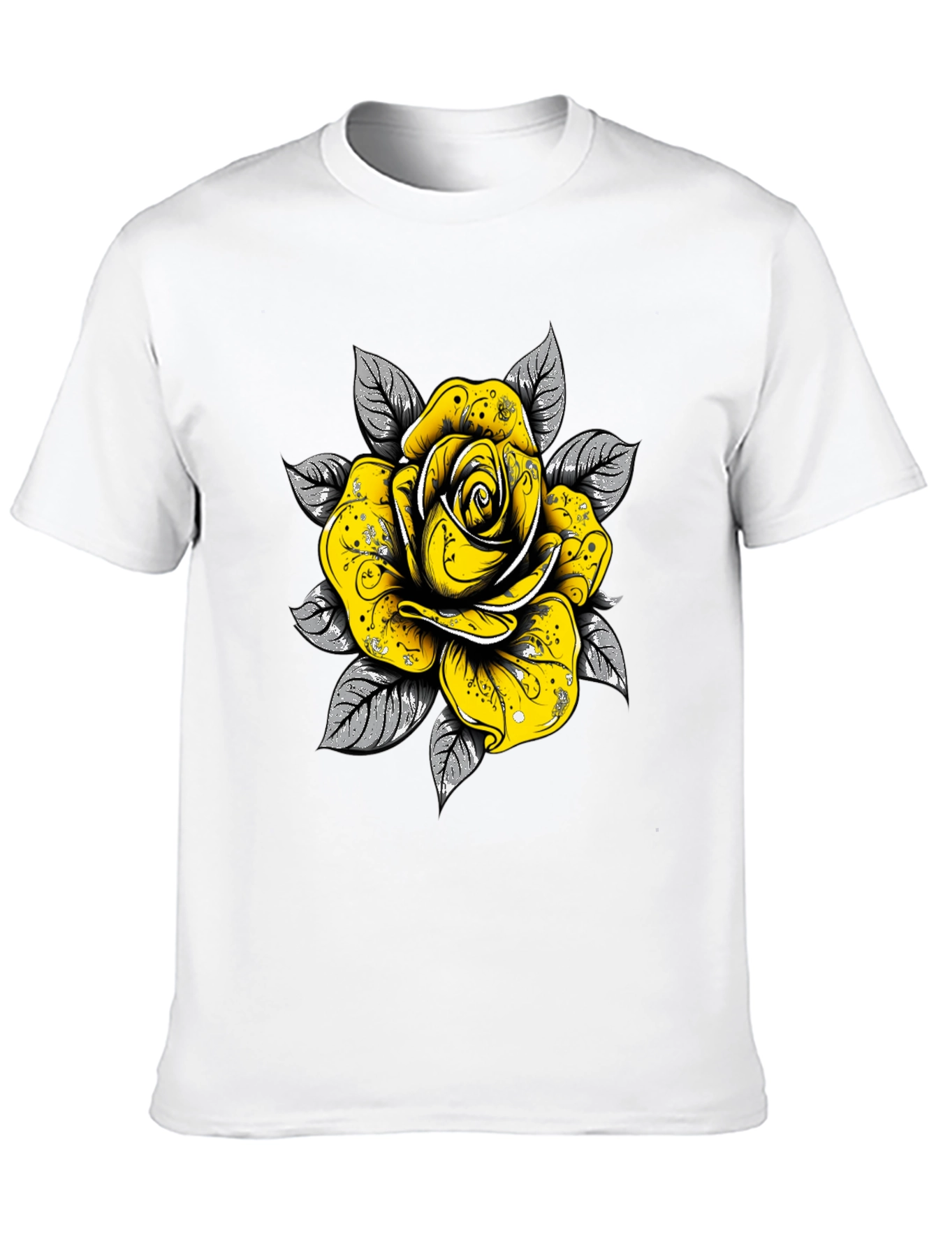 Black Rose Graphic Tee - Sleek Black Cotton T-Shirt view 10