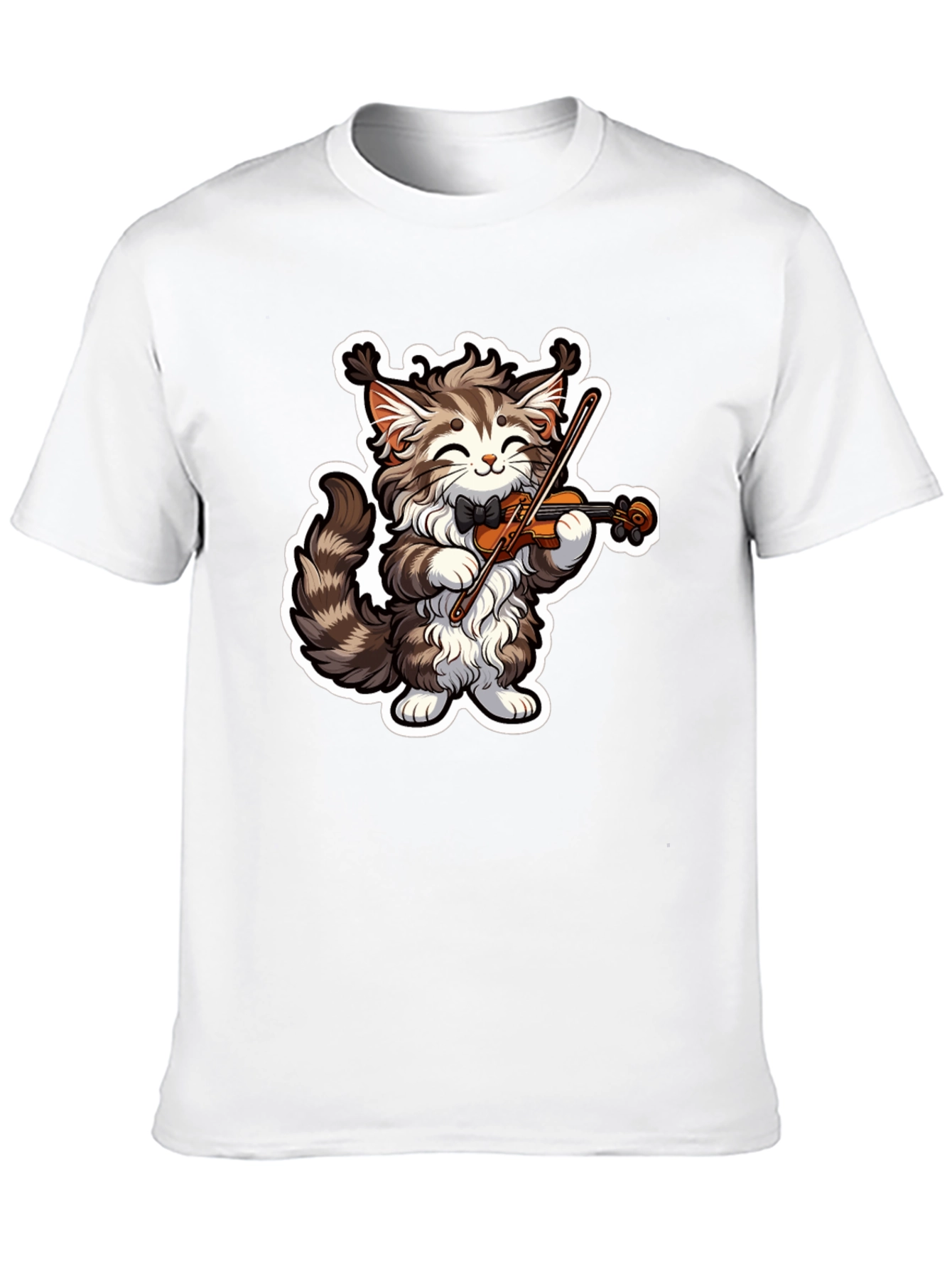 Black Musical Cat T-Shirt - Violin Playing Kitten Tee view 10