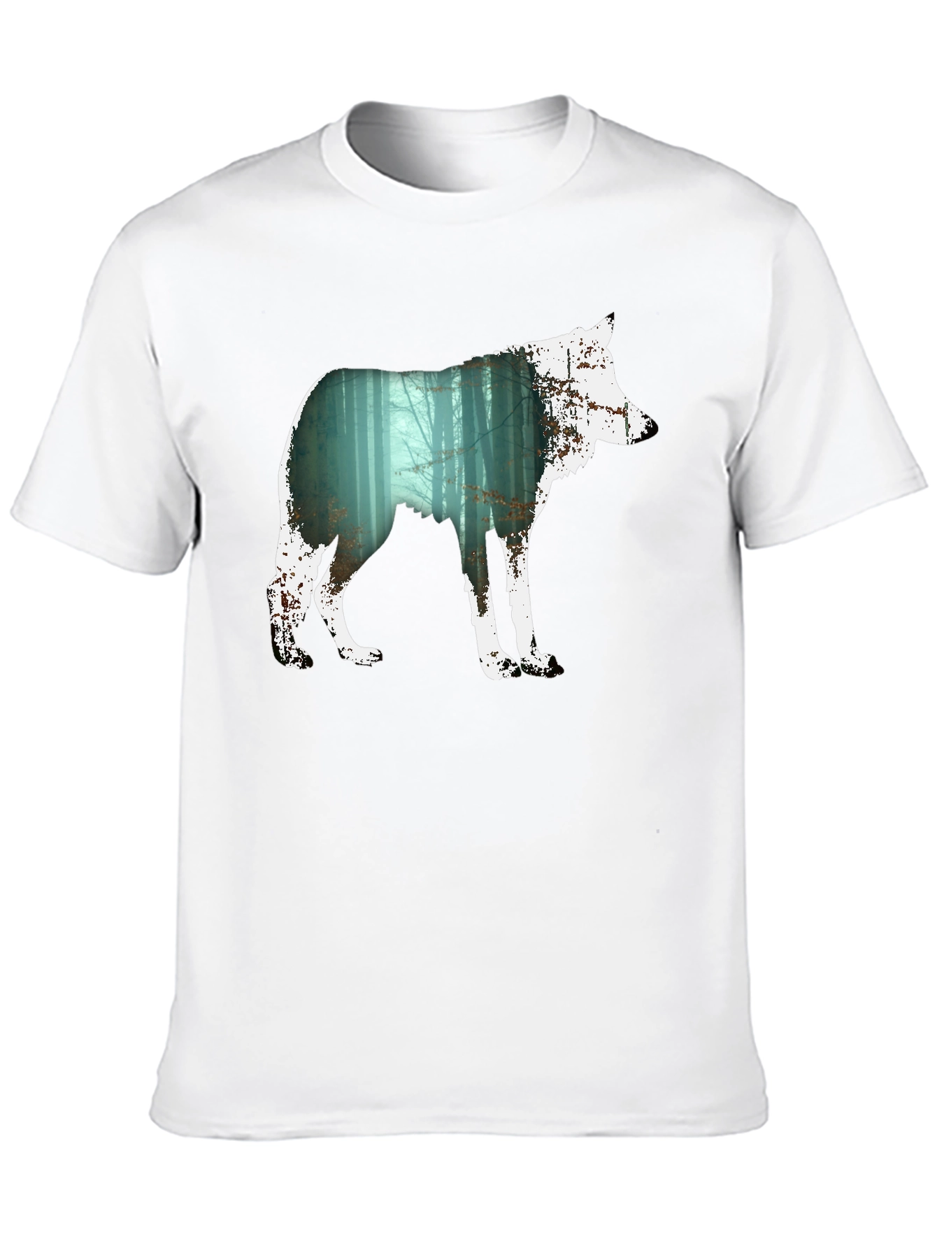 Black Wolf Silhouette Forest Graphic Tee - Black view 10