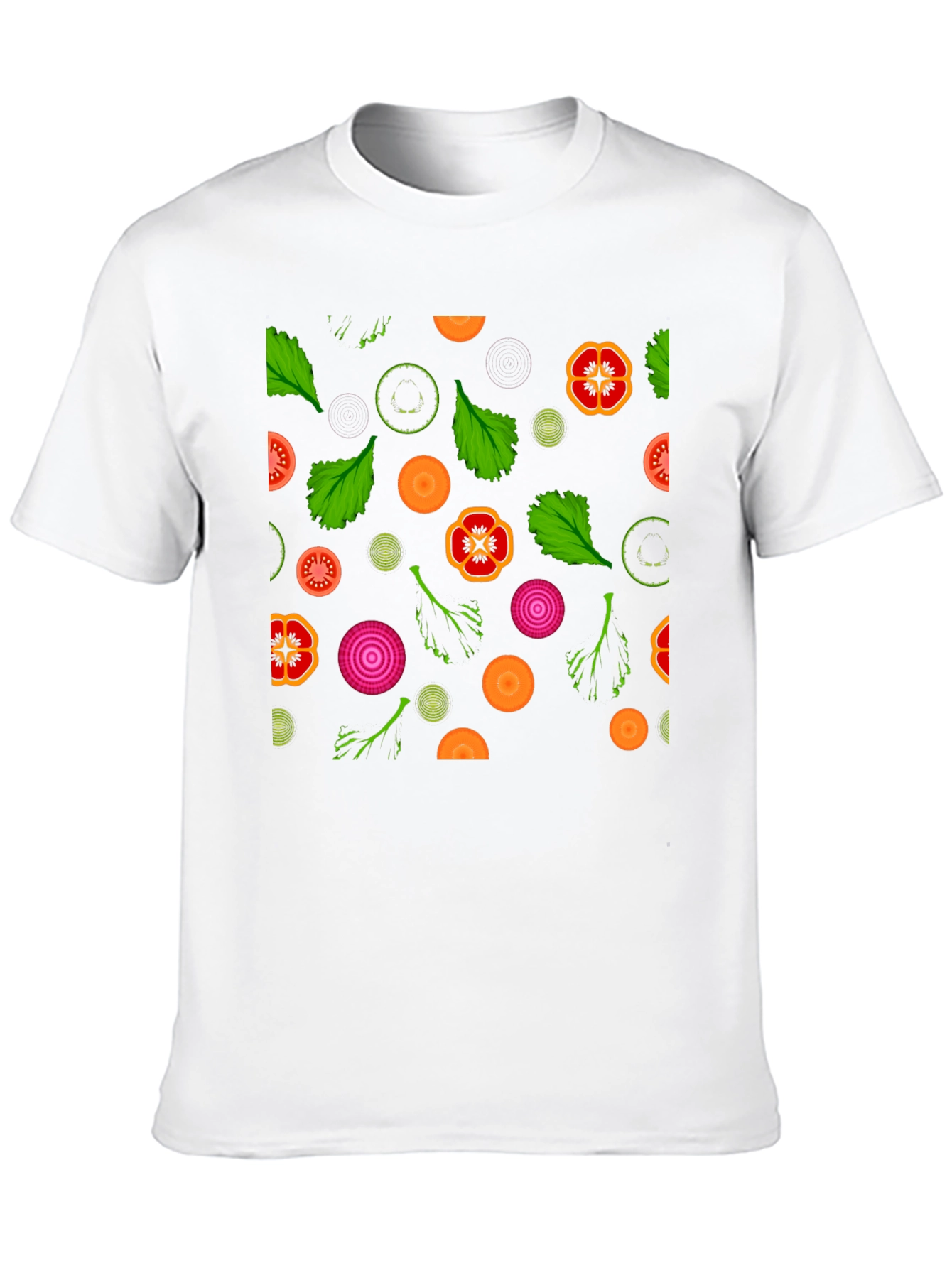 Black Vegetable Pattern T-Shirt - Black view 10