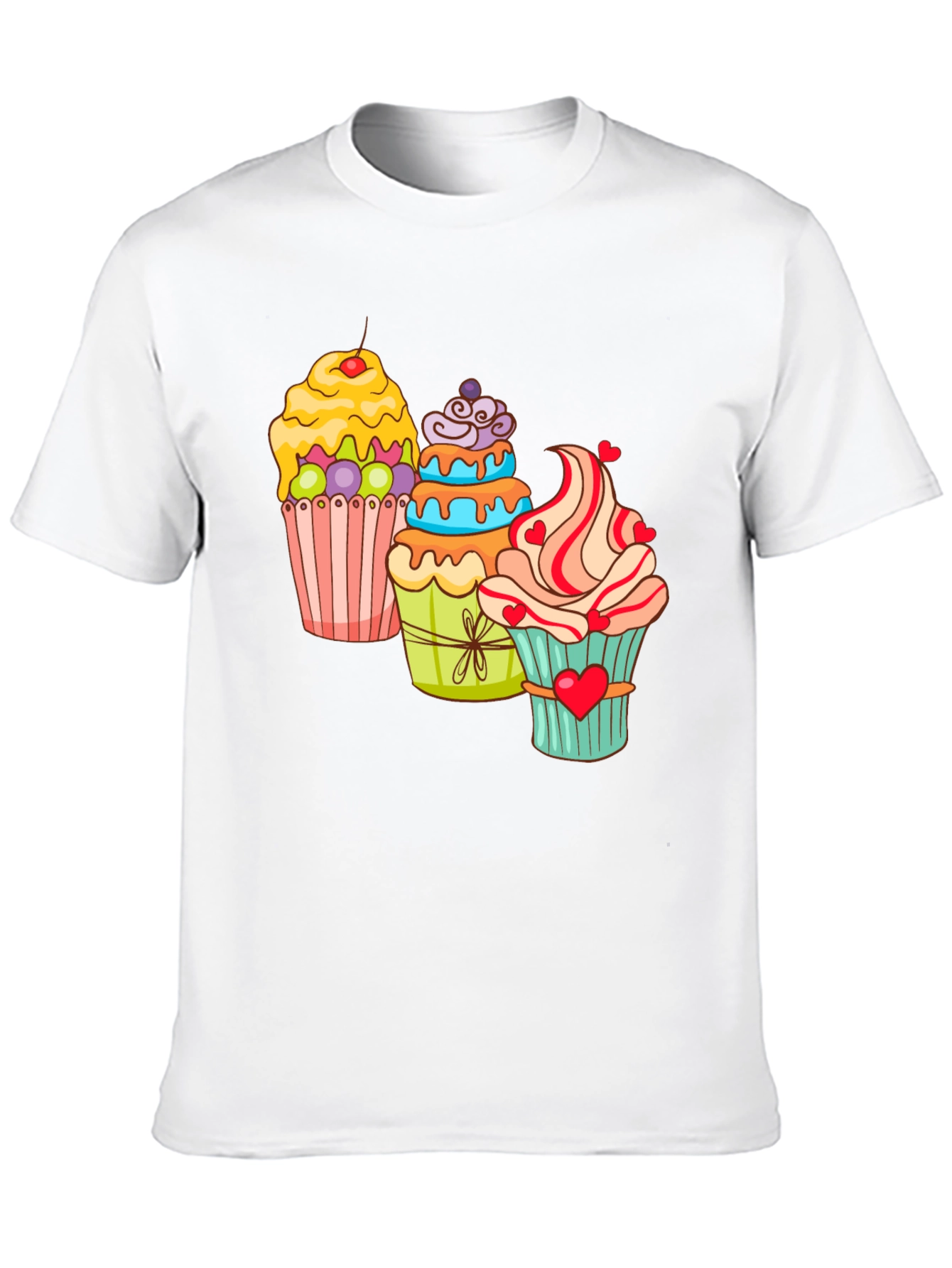 Black Cupcake T-Shirt Black Cotton Short Sleeve Dessert Lover view 10