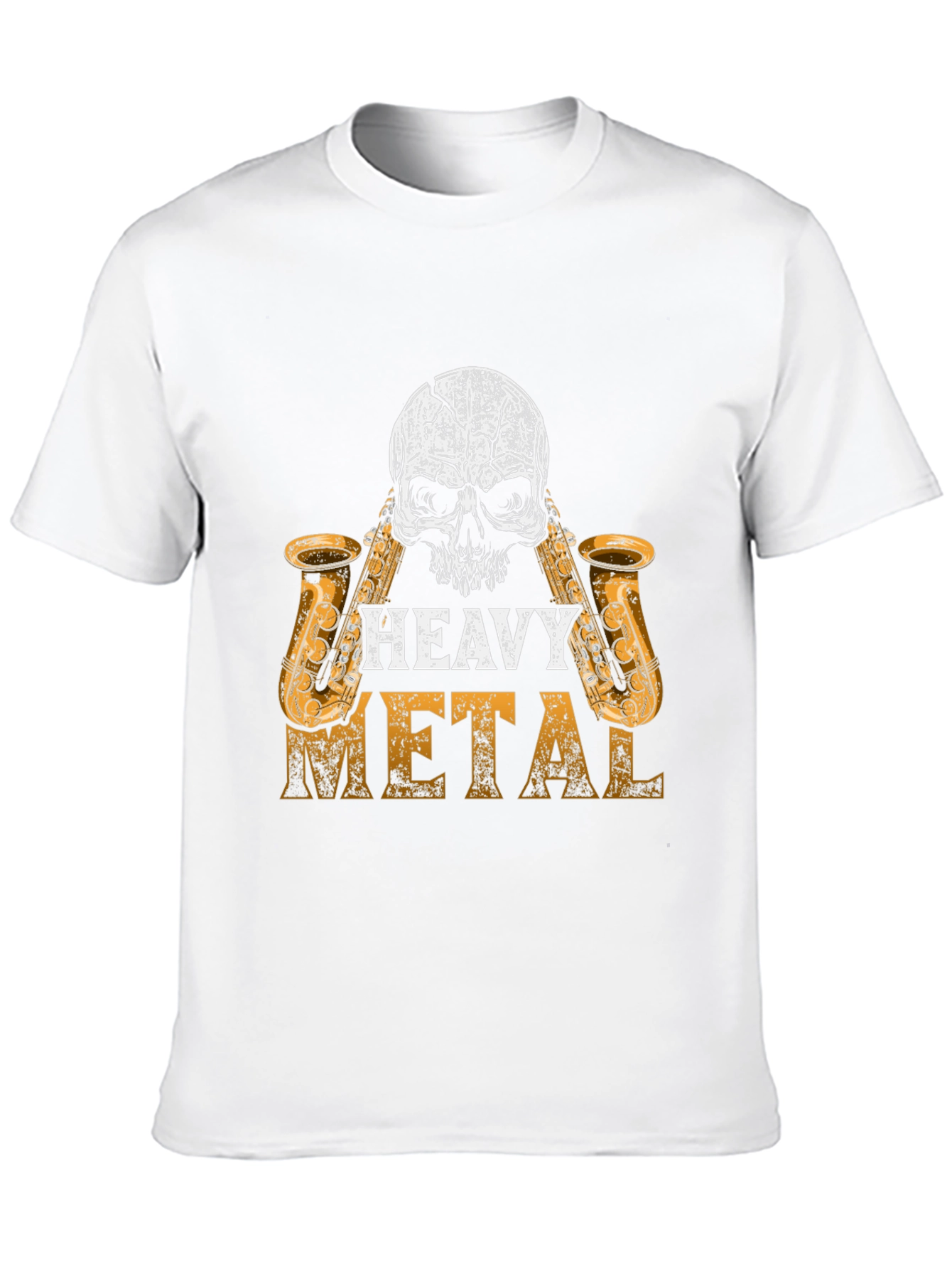 Black Heavy Metal Skull Saxophone Graphic Black T-Shirt view 10