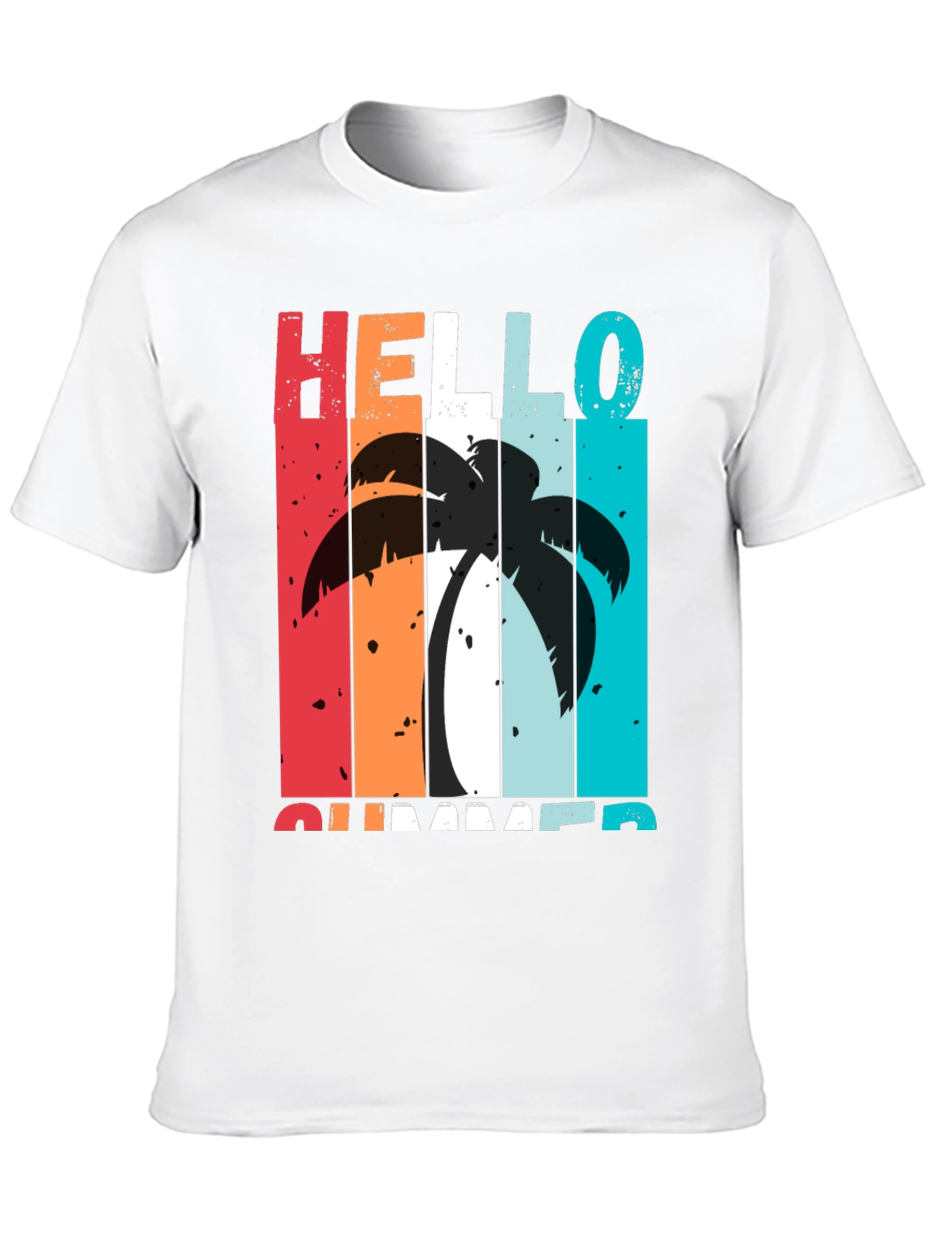 Black Hello Summer Palm Tree Graphic Tee view 10