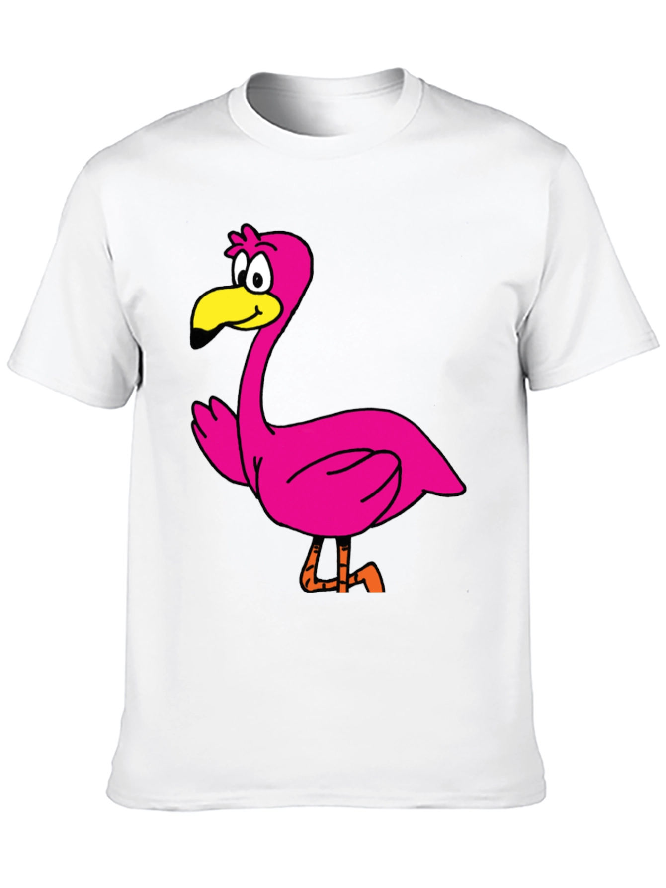 Black Cartoon Flamingo Graphic Tee - Black Unisex T-Shirt view 10