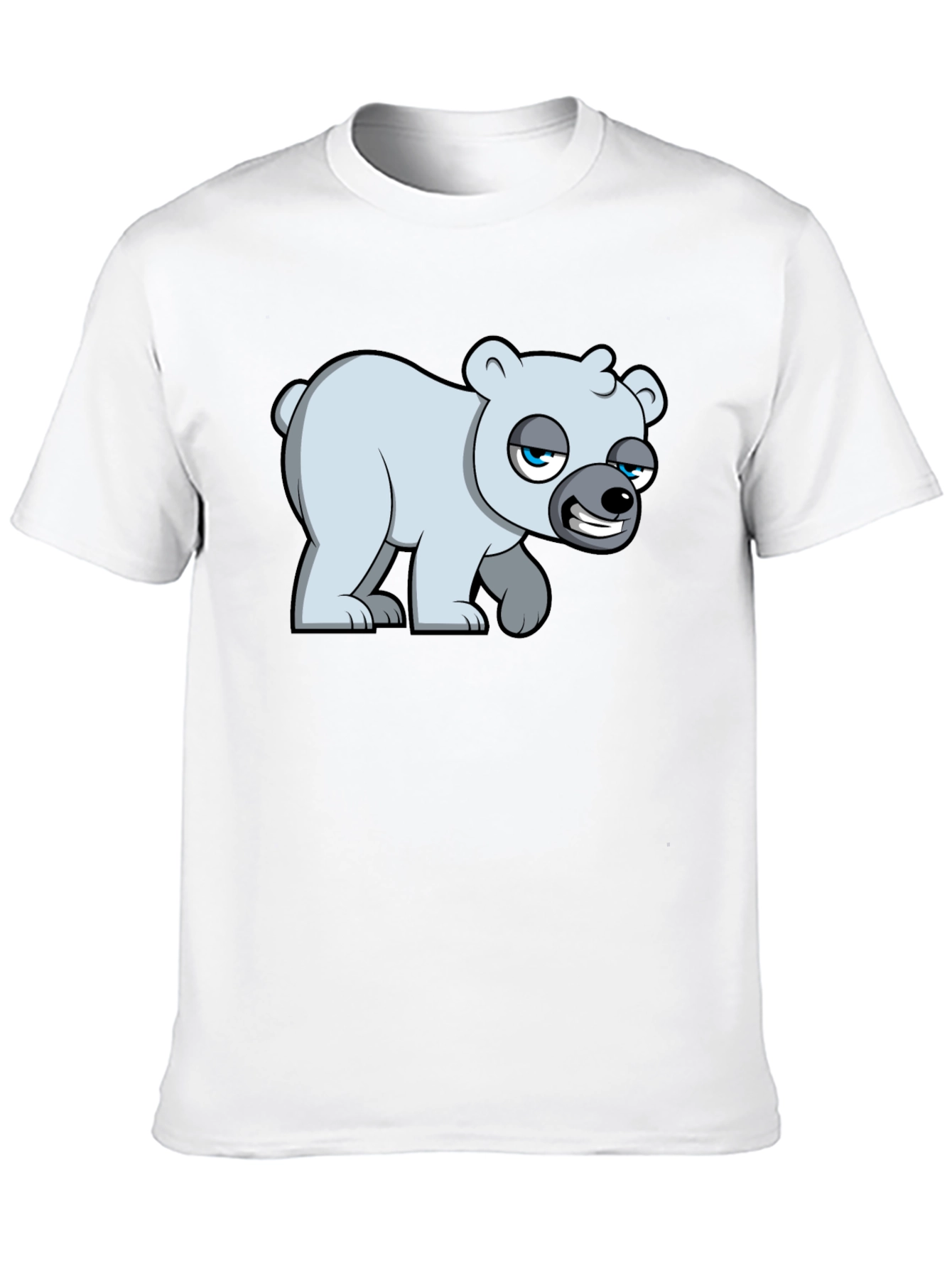 Black Cartoon Polar Bear Graphic T-Shirt - Black Cotton Blend view 10