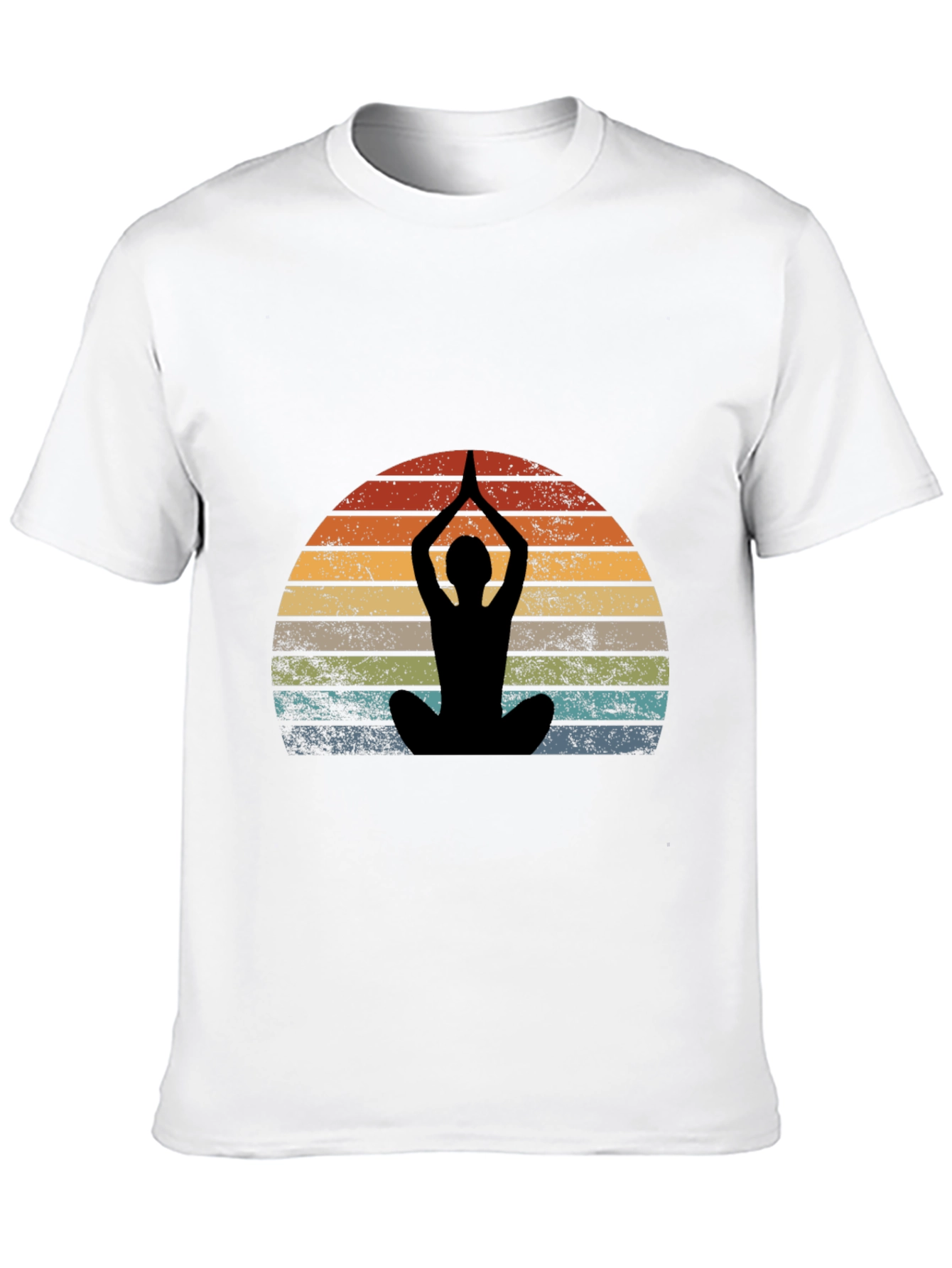 Black Yoga Silhouette Sunset Graphic Tee view 10