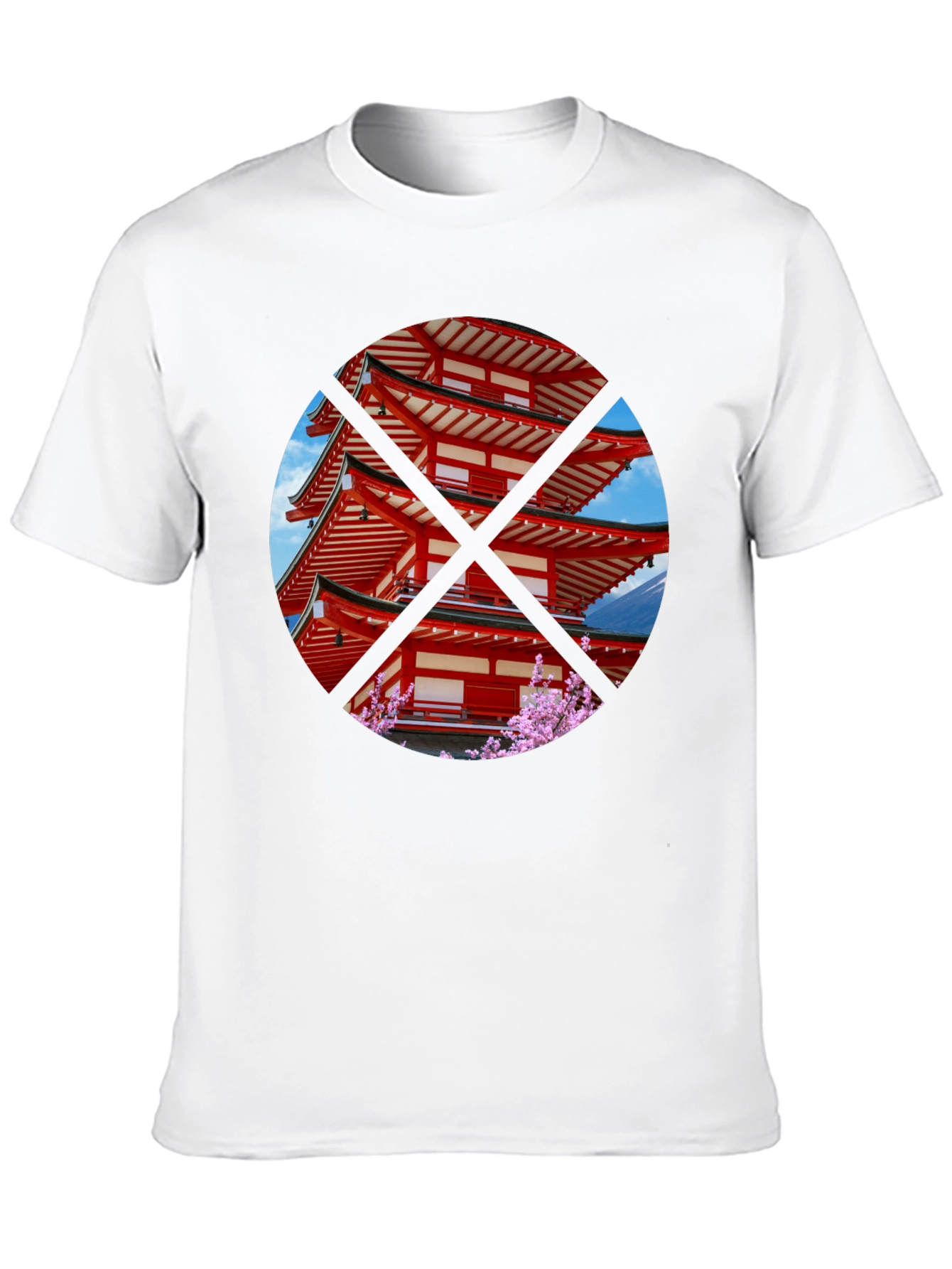 Black Japanese Pagoda T-Shirt - Black Crew Neck Tee view 10