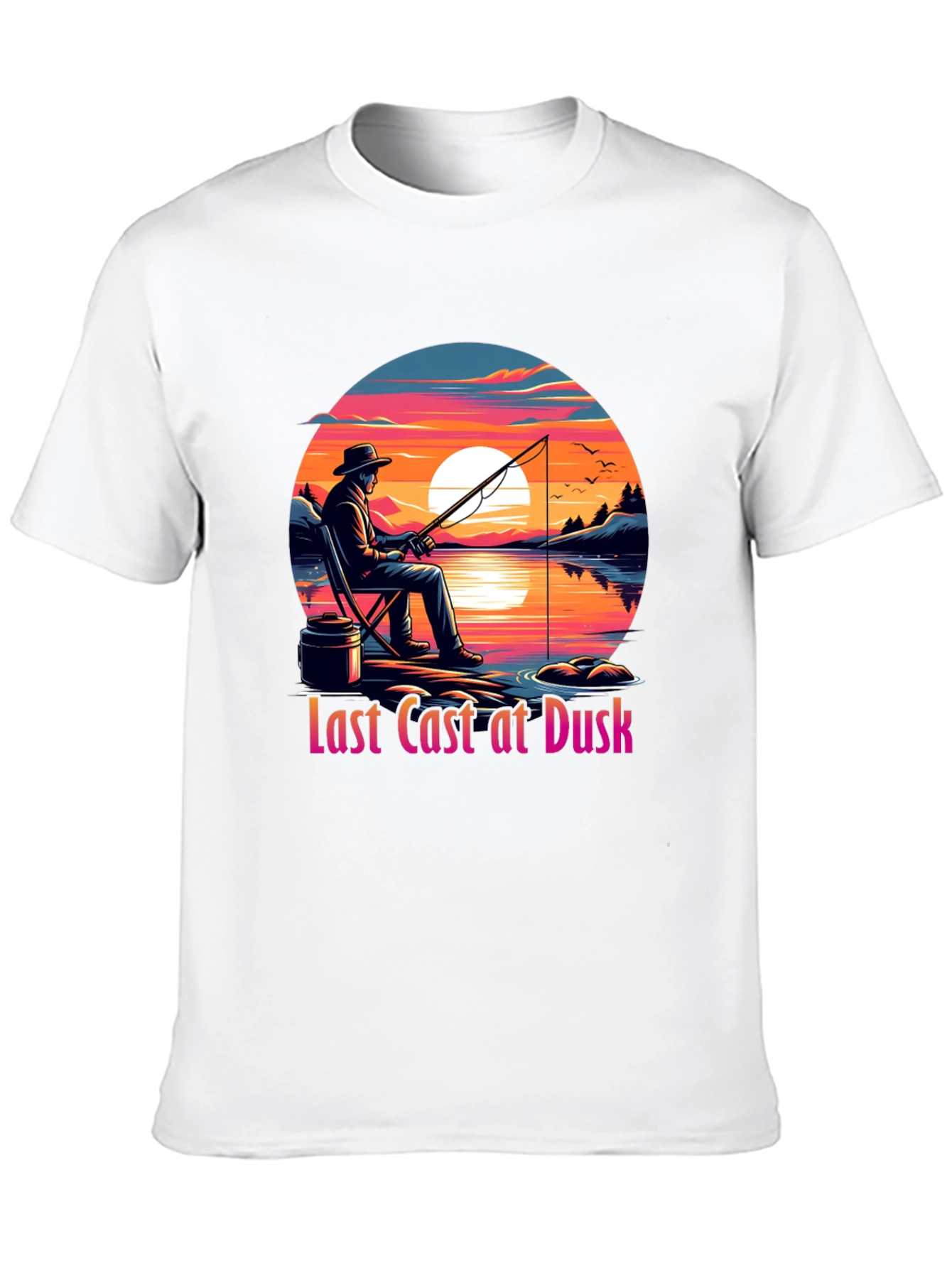 Black Last Cast at Dusk Graphic Tee view 10