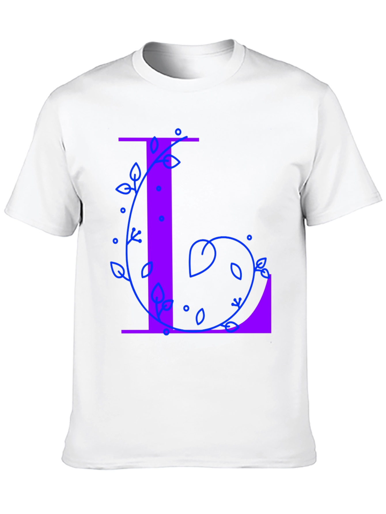 Black Letter L Floral Design T-Shirt - Black view 10