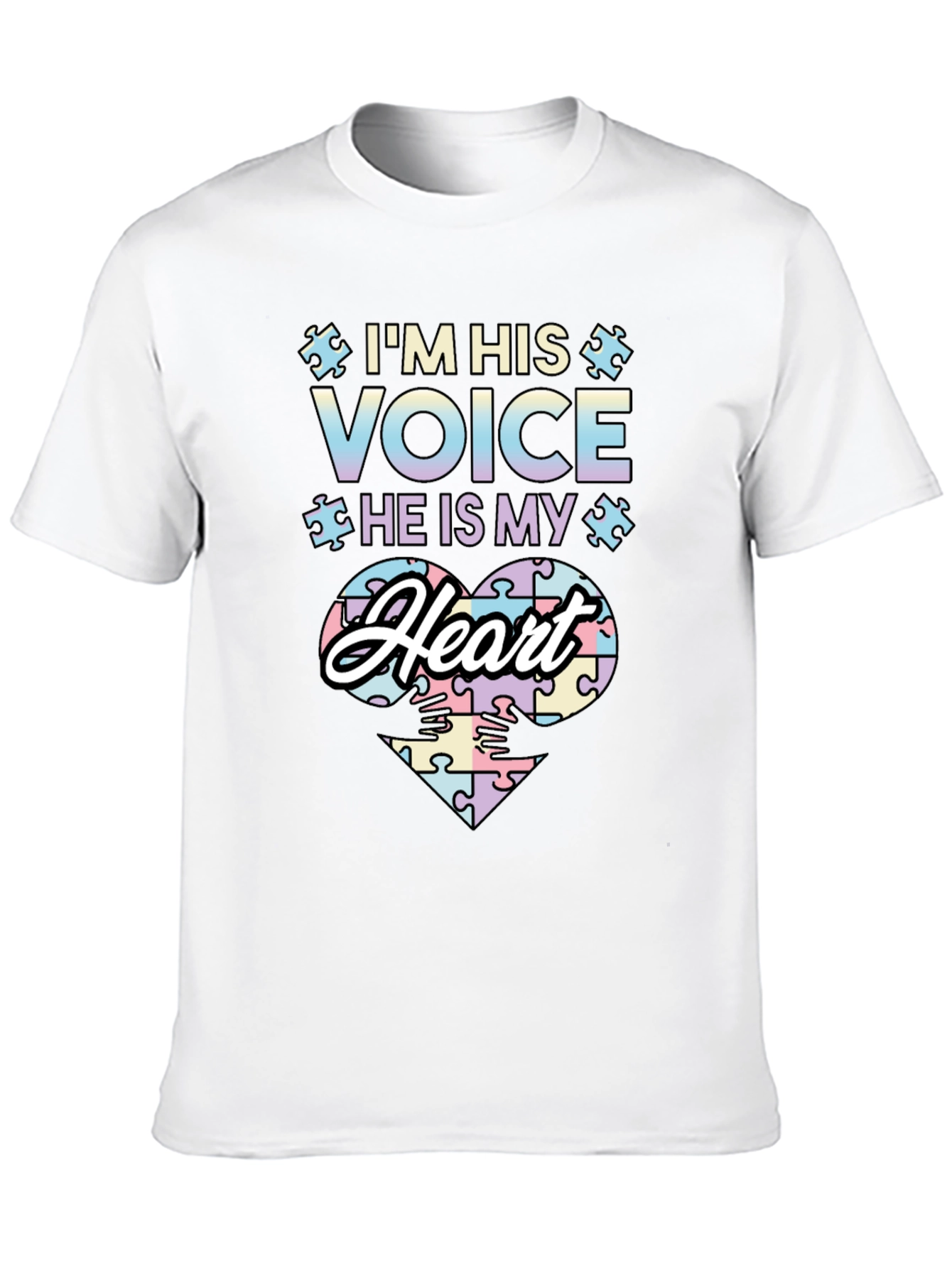 Black Autism Awareness T-Shirt I'm His Voice He Is My Heart view 10