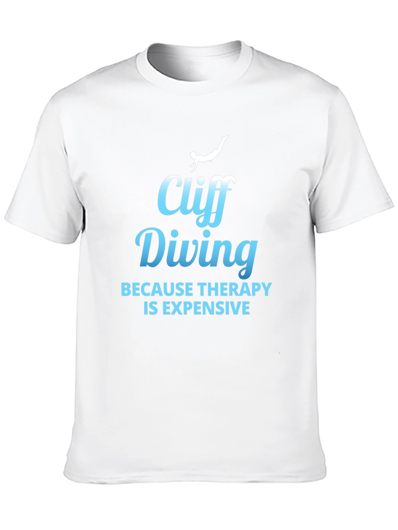 Black Cliff Diving Therapy Humor Graphic Tee view 10