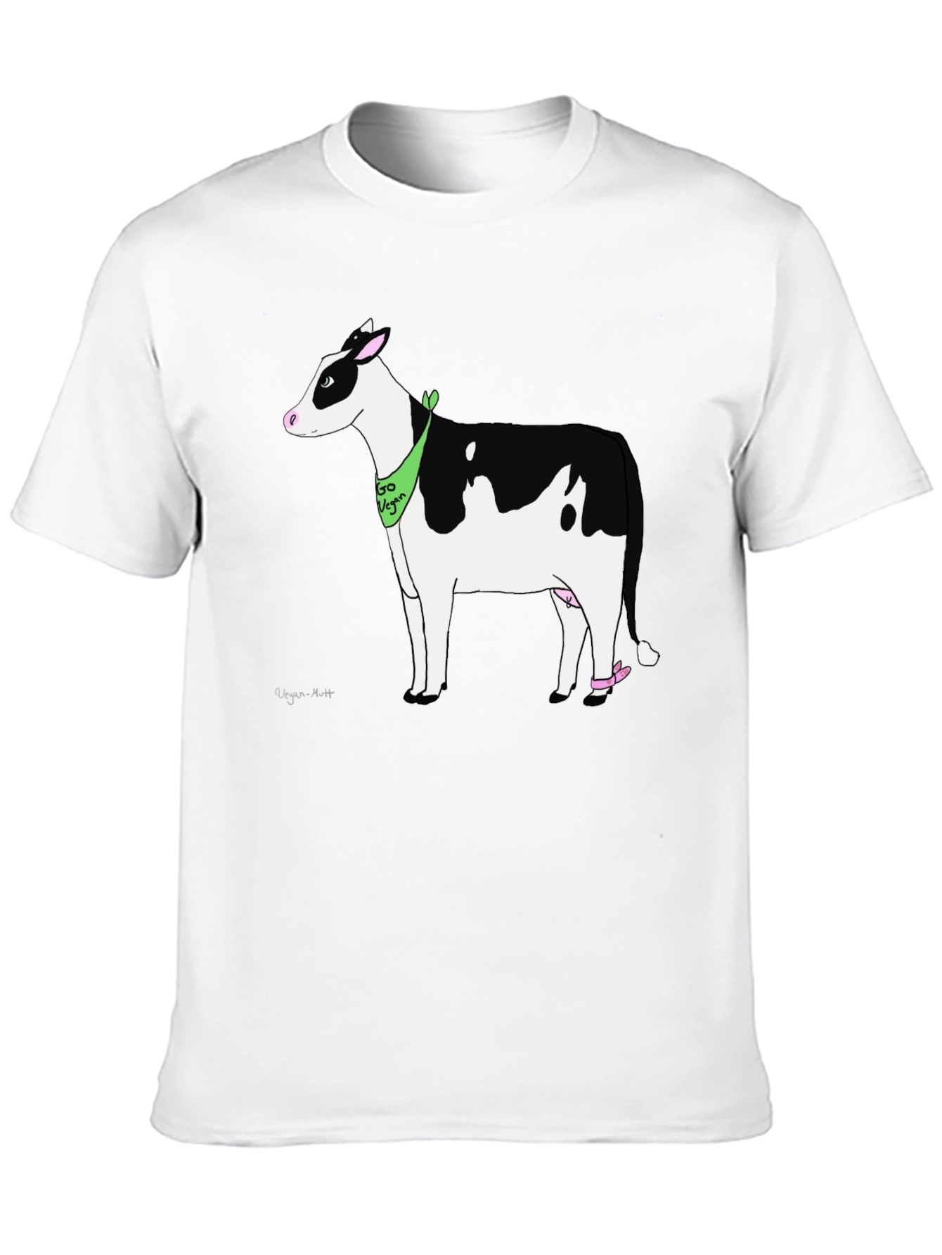 Black Vegan Cow Graphic T-Shirt - Black Cotton Tee view 10