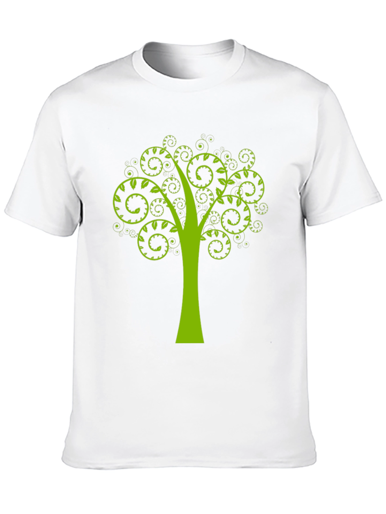Black Green Tree Swirl Graphic Black T-Shirt view 10