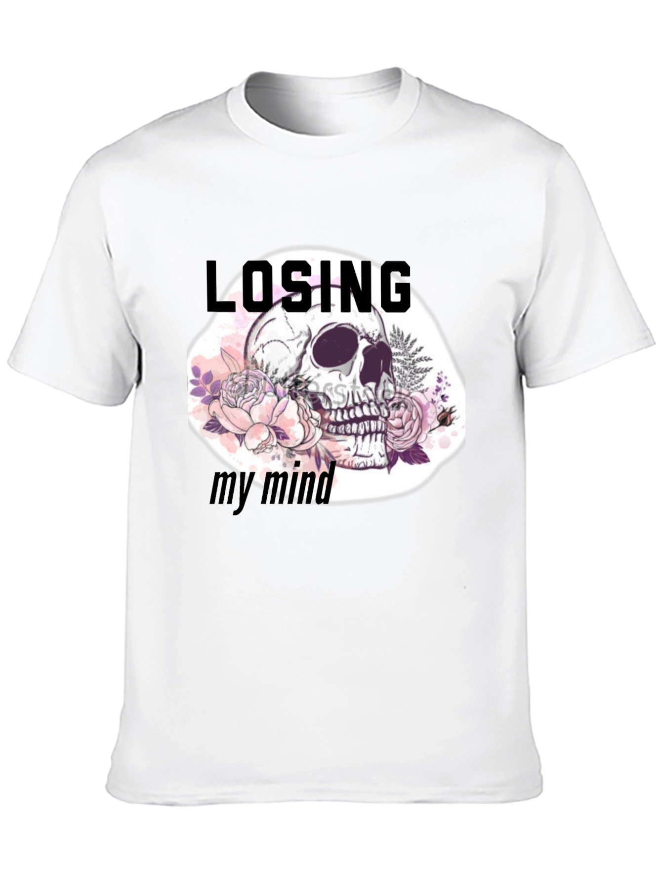 Black Losing My Mind Skull Graphic T-Shirt view 10