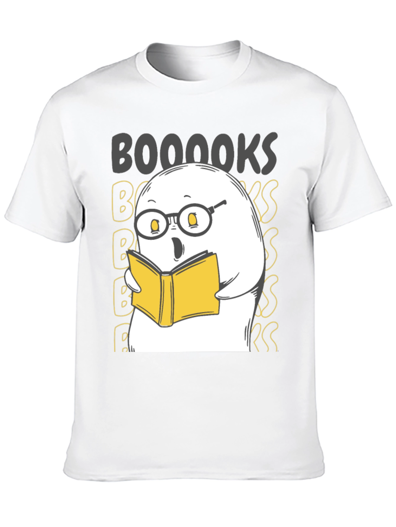 Black Funny Ghost Reading Book T-Shirt - BOOOOOKS! view 10