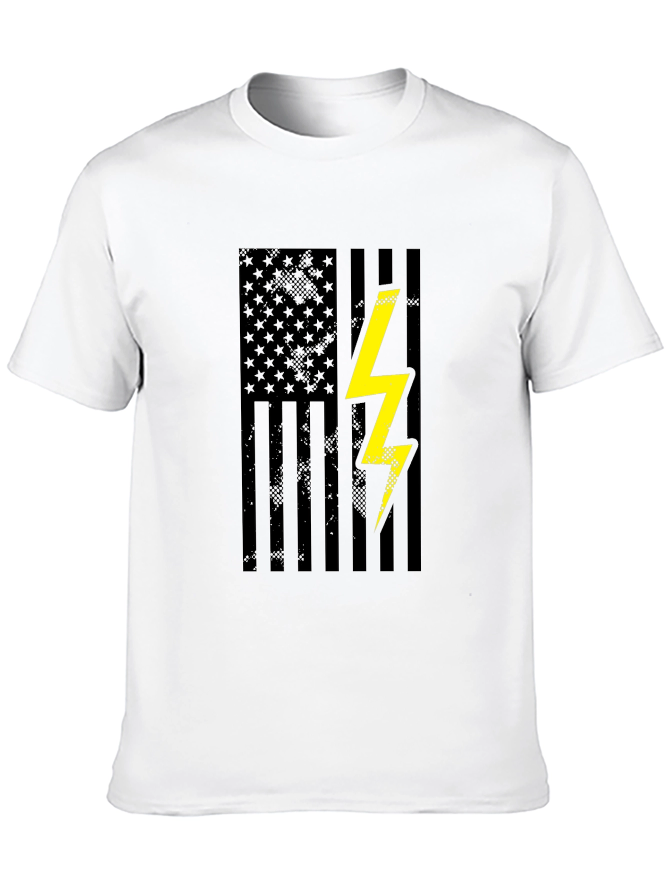 Black American Flag Lightning Bolt Graphic T-Shirt view 10