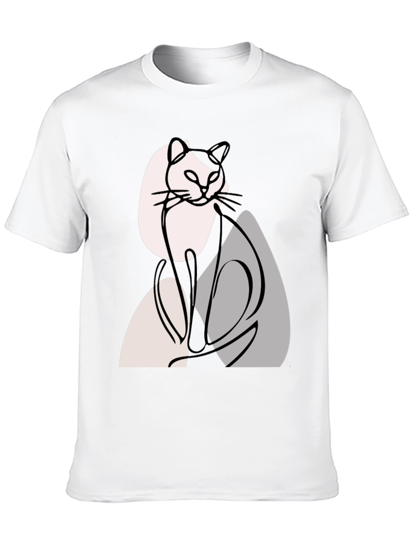 Black Abstract Cat Graphic Tee - Modern Line Art view 10